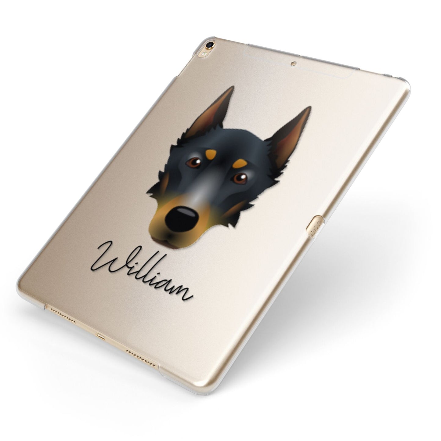 Beauceron Personalised Apple iPad Case on Gold iPad Side View