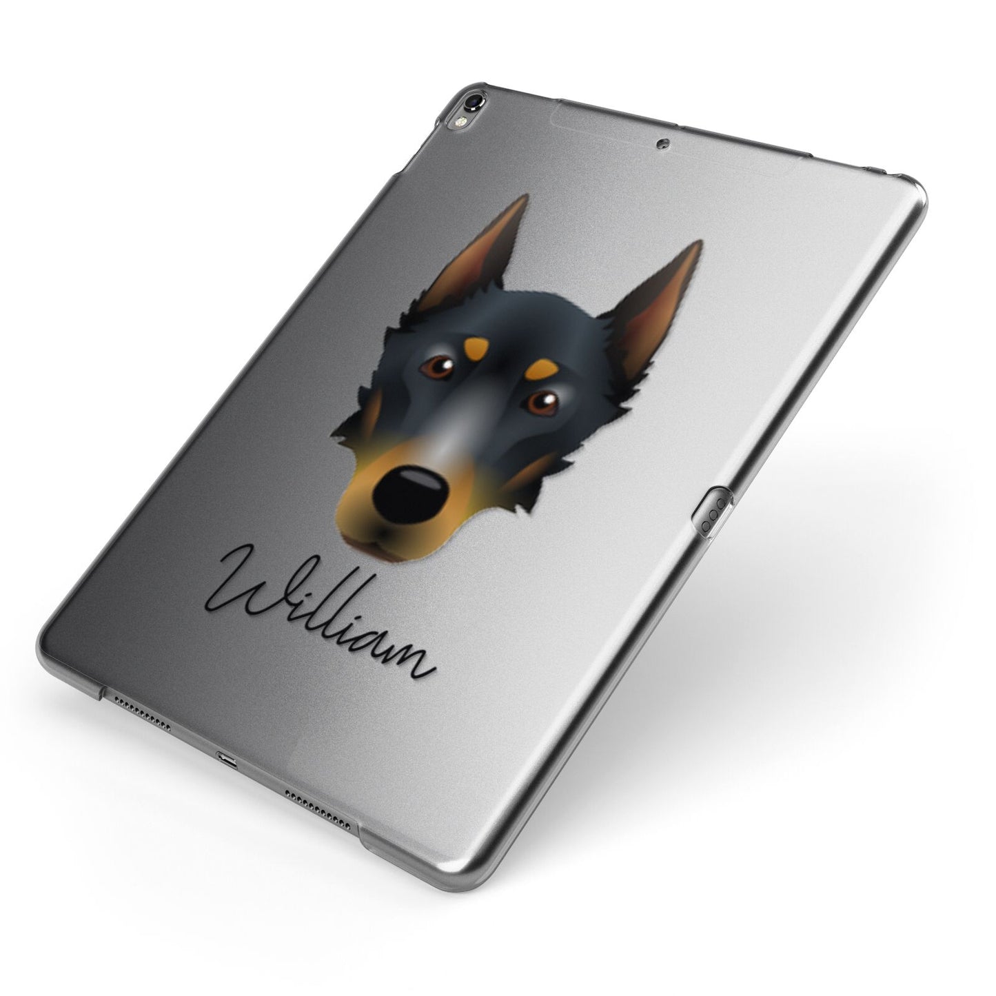 Beauceron Personalised Apple iPad Case on Grey iPad Side View