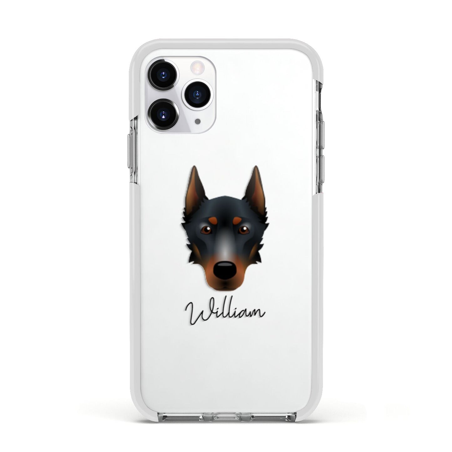 Beauceron Personalised Apple iPhone 11 Pro in Silver with White Impact Case