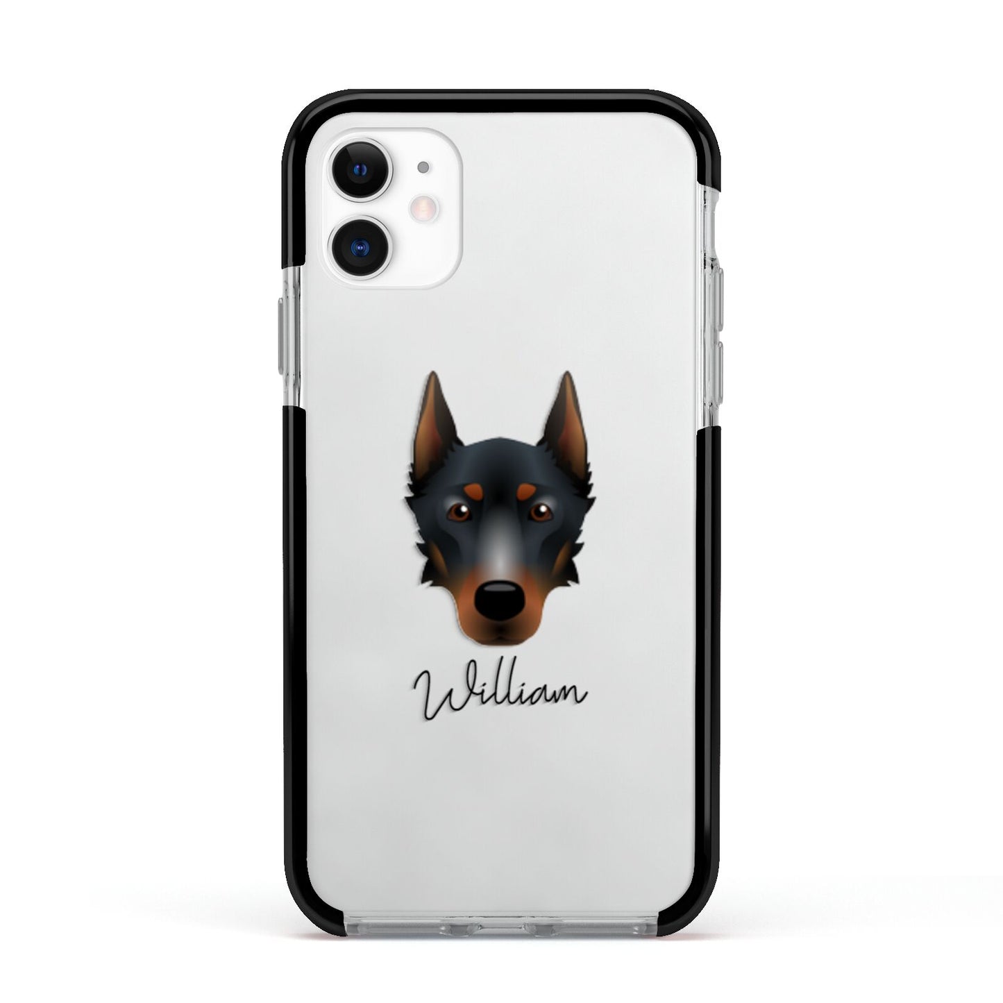 Beauceron Personalised Apple iPhone 11 in White with Black Impact Case