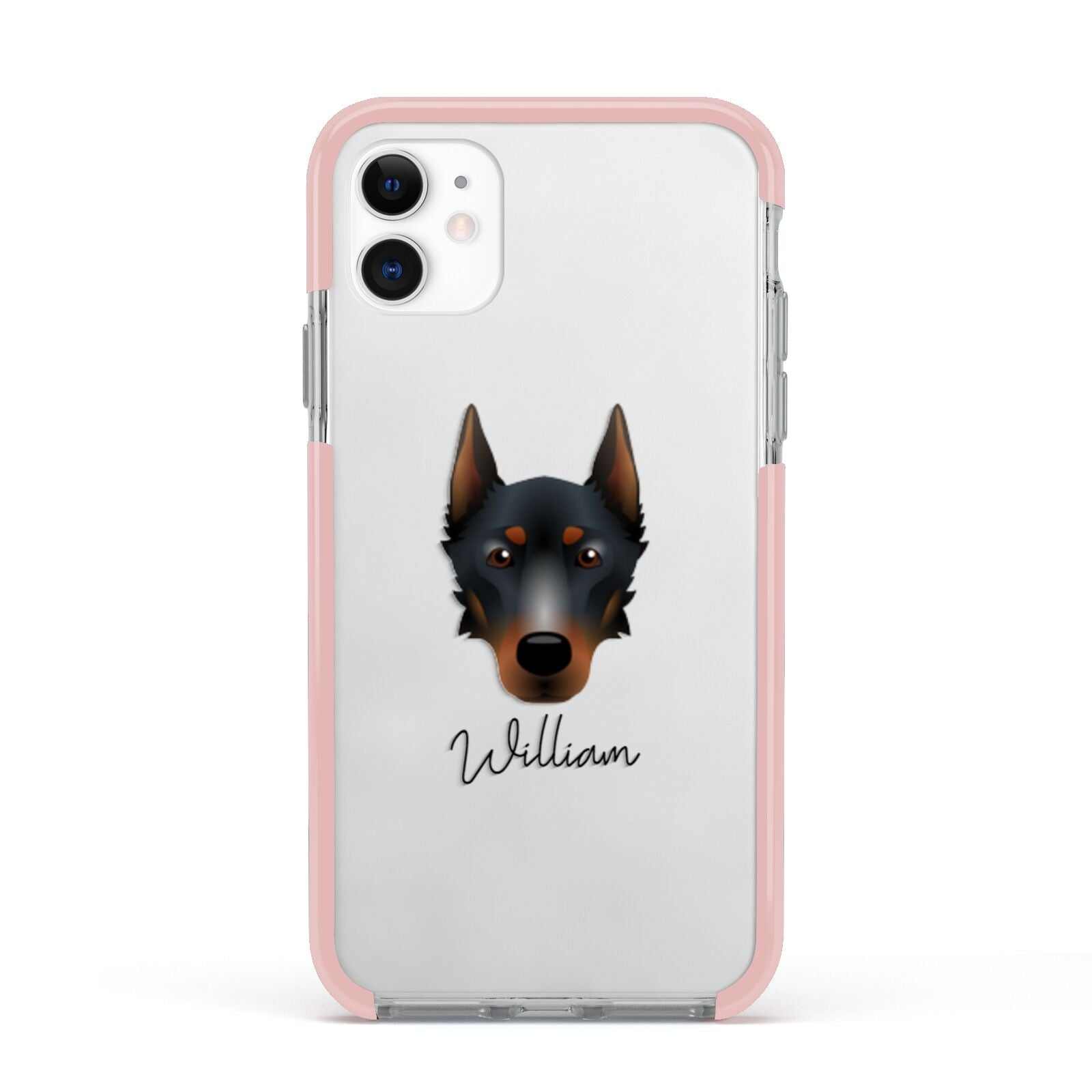 Beauceron Personalised Apple iPhone 11 in White with Pink Impact Case