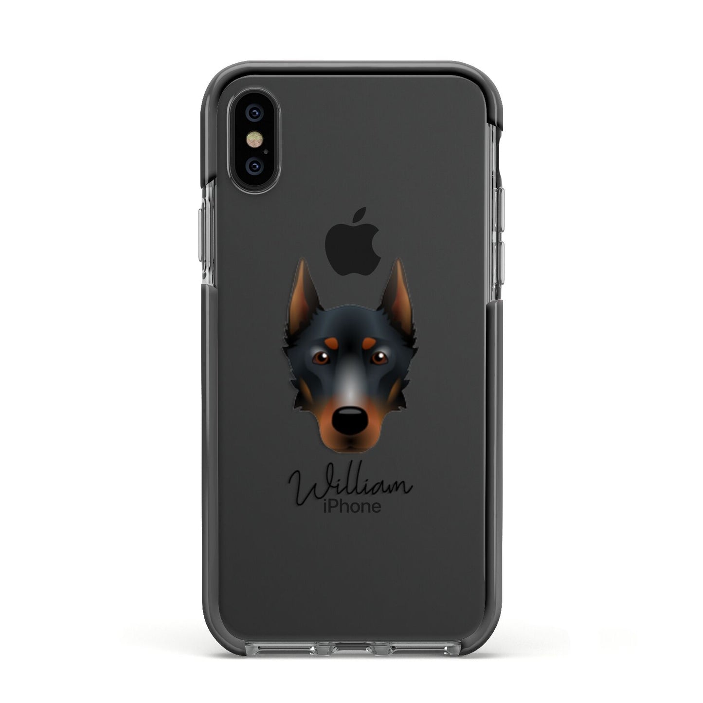 Beauceron Personalised Apple iPhone Xs Impact Case Black Edge on Black Phone