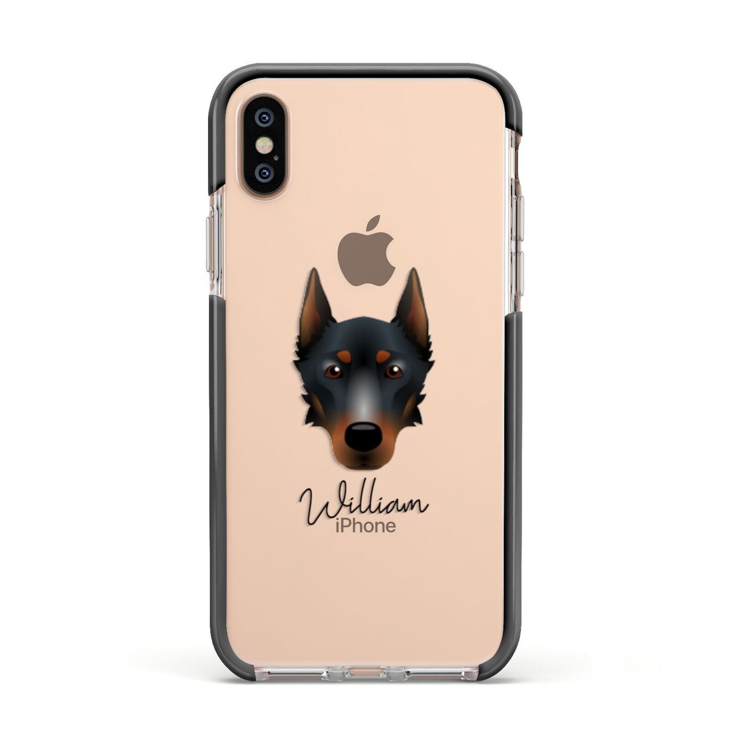 Beauceron Personalised Apple iPhone Xs Impact Case Black Edge on Gold Phone