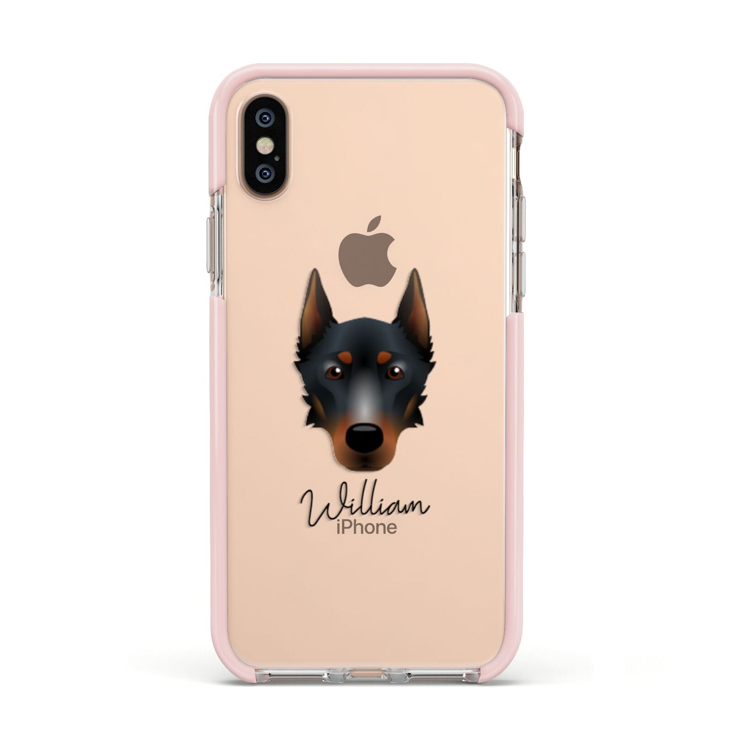 Beauceron Personalised Apple iPhone Xs Impact Case Pink Edge on Gold Phone