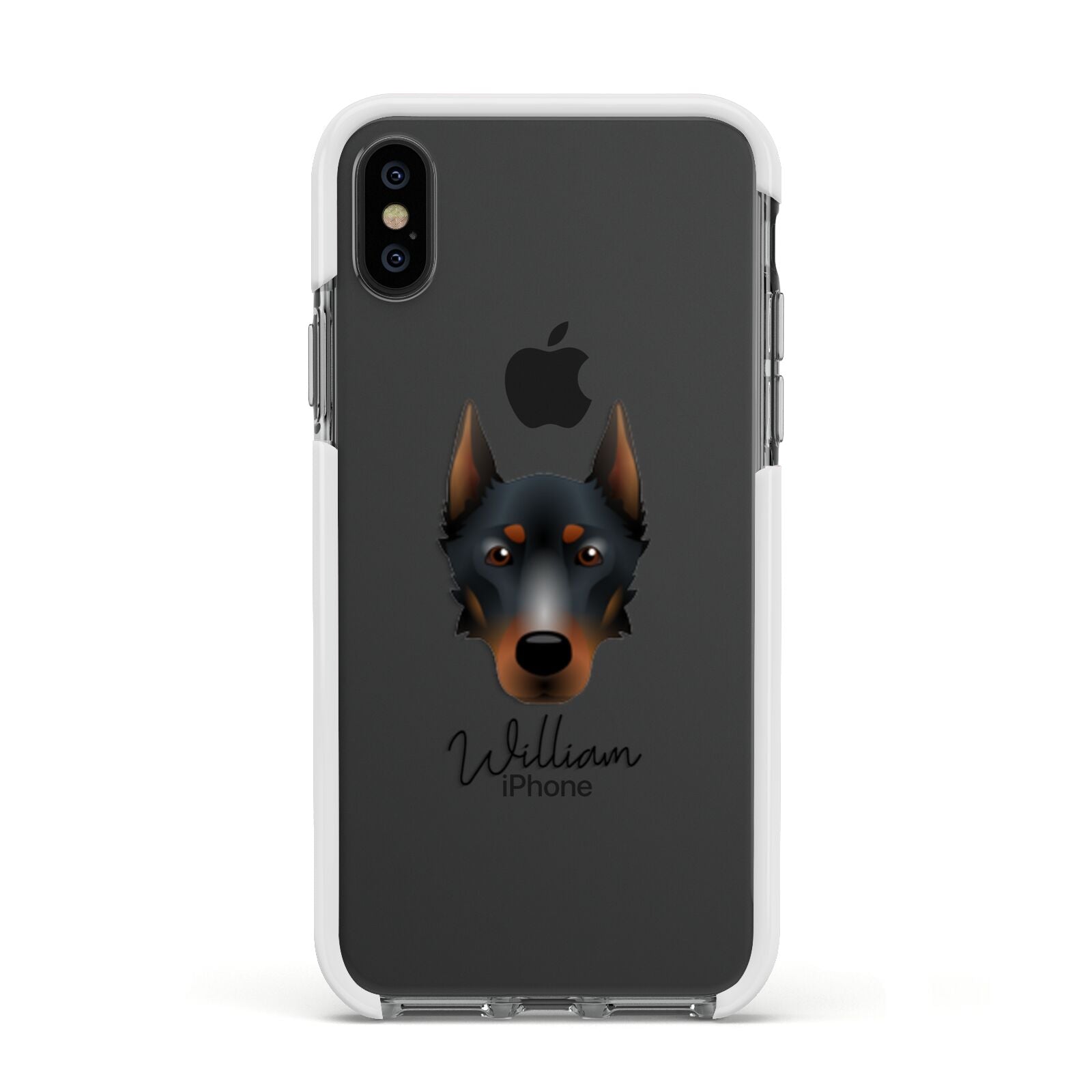 Beauceron Personalised Apple iPhone Xs Impact Case White Edge on Black Phone