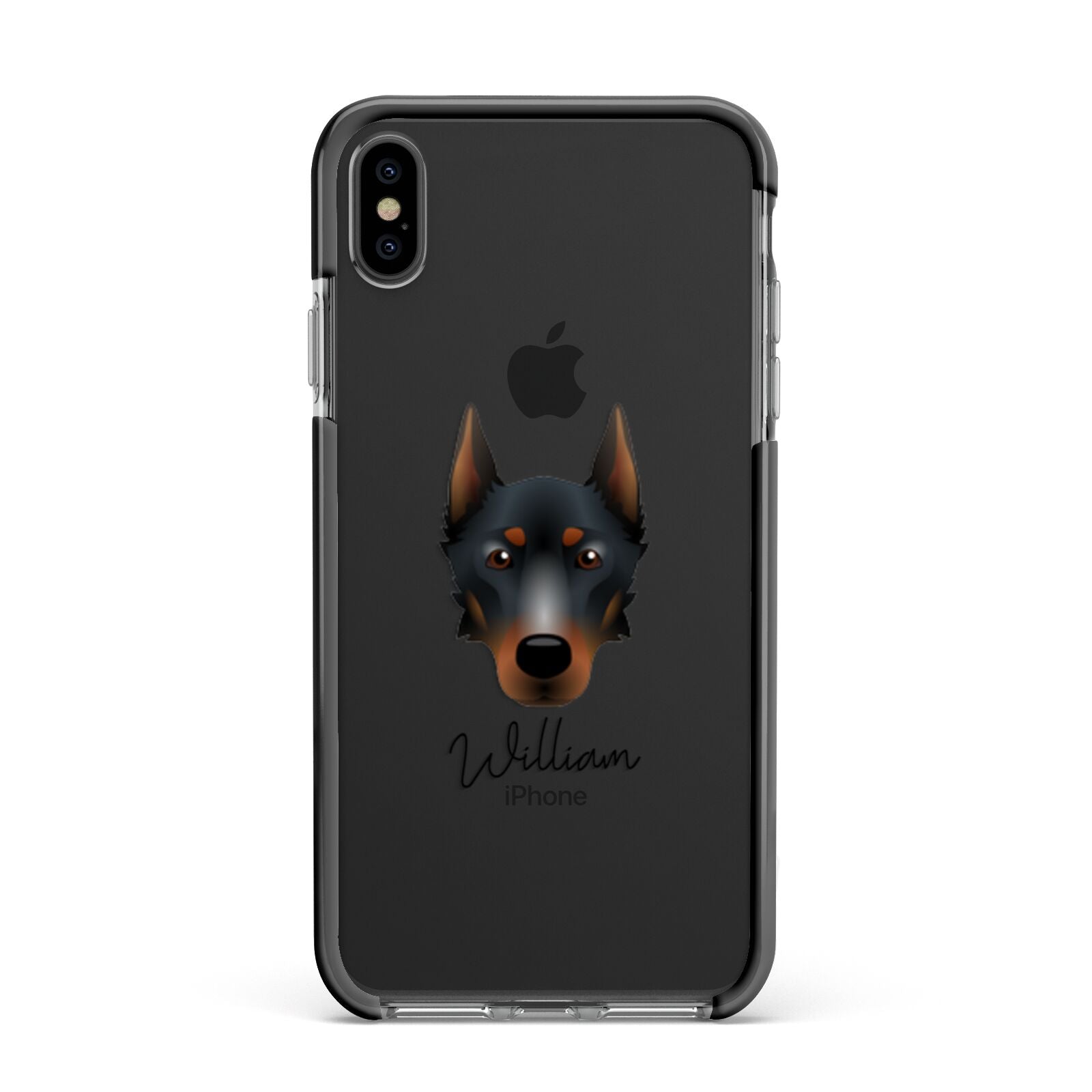 Beauceron Personalised Apple iPhone Xs Max Impact Case Black Edge on Black Phone