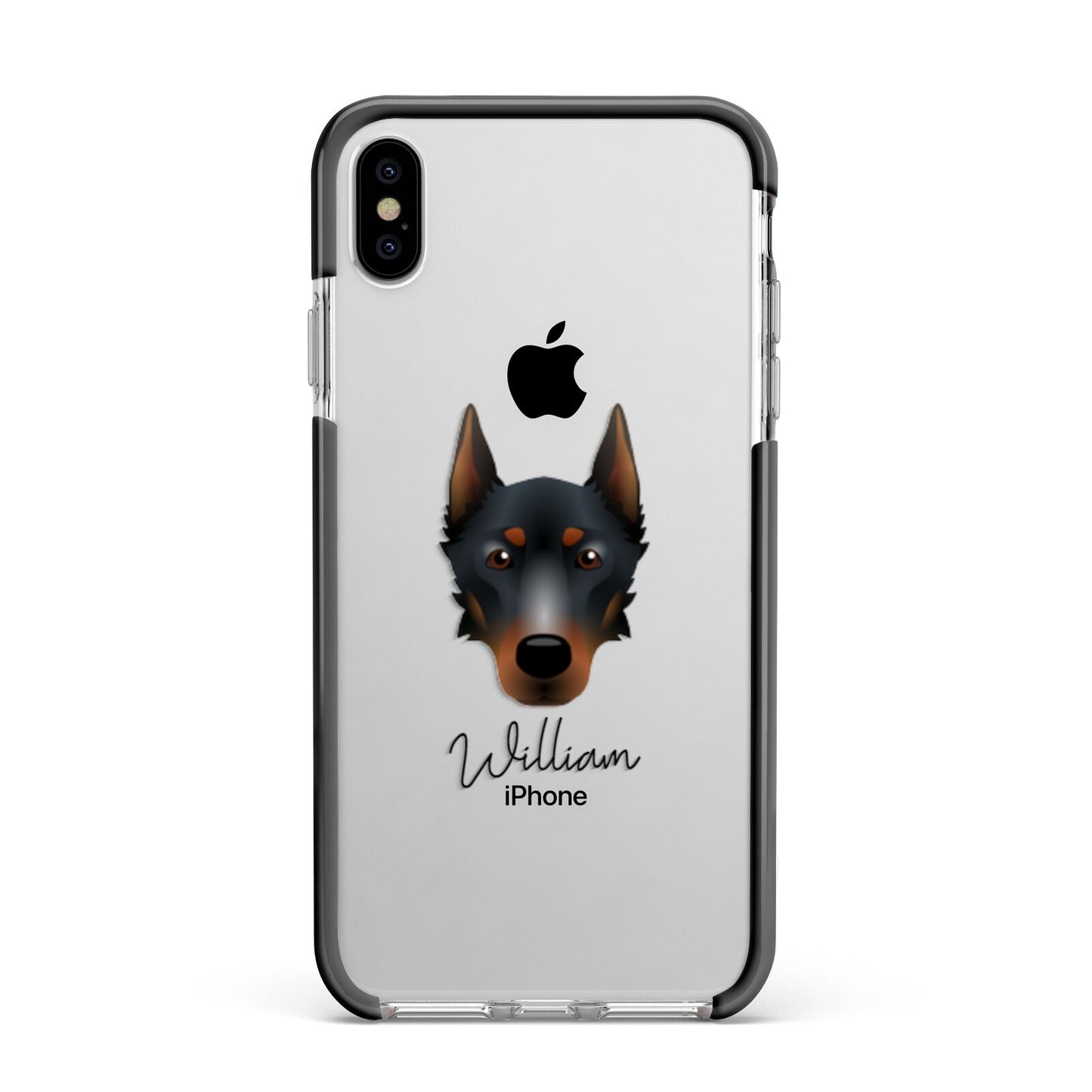 Beauceron Personalised Apple iPhone Xs Max Impact Case Black Edge on Silver Phone
