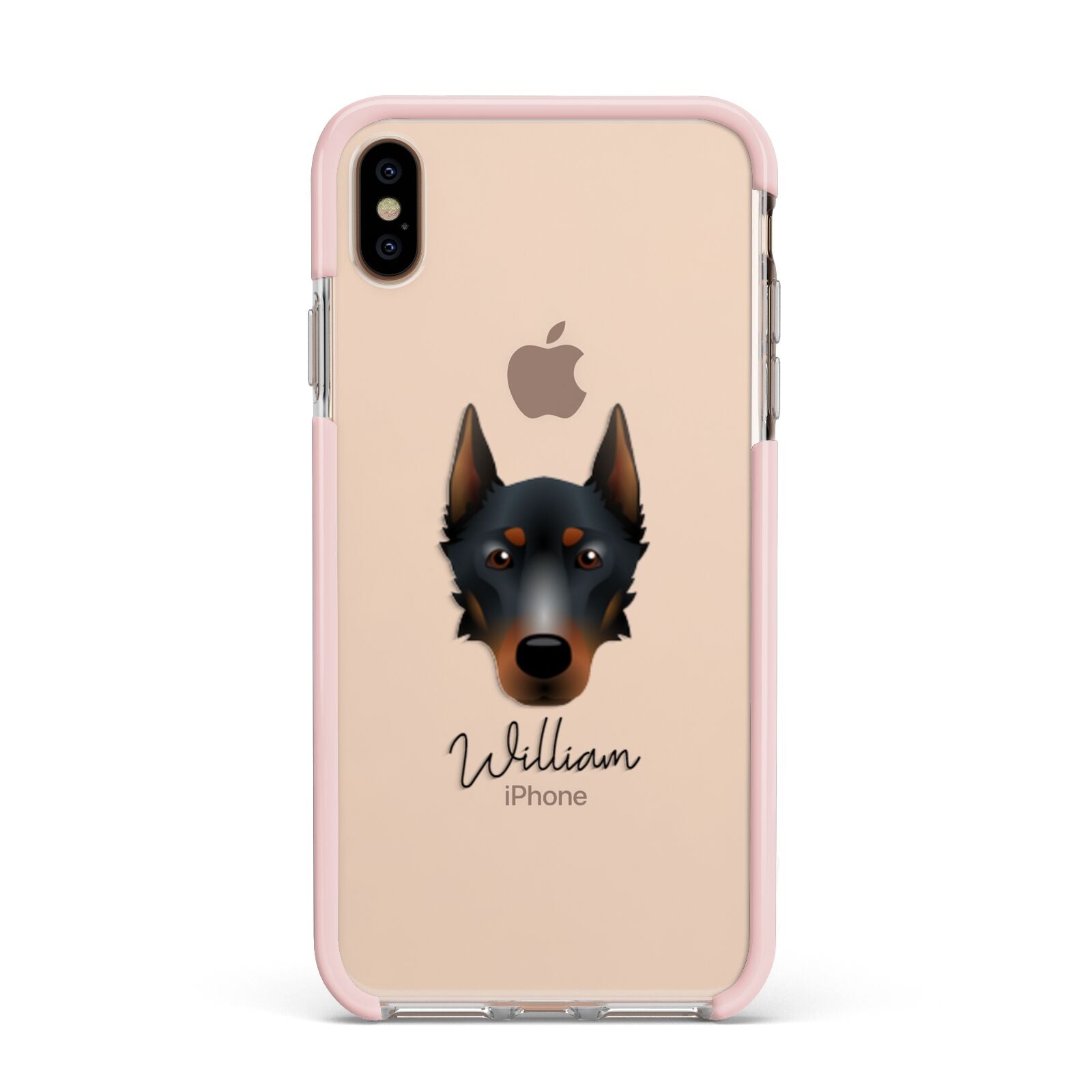 Beauceron Personalised Apple iPhone Xs Max Impact Case Pink Edge on Gold Phone