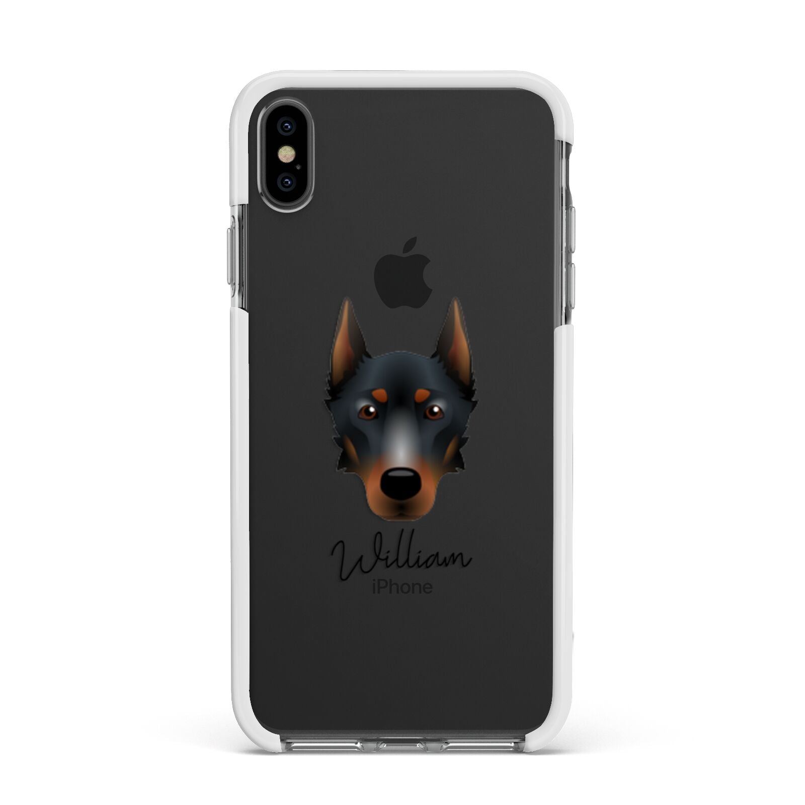 Beauceron Personalised Apple iPhone Xs Max Impact Case White Edge on Black Phone