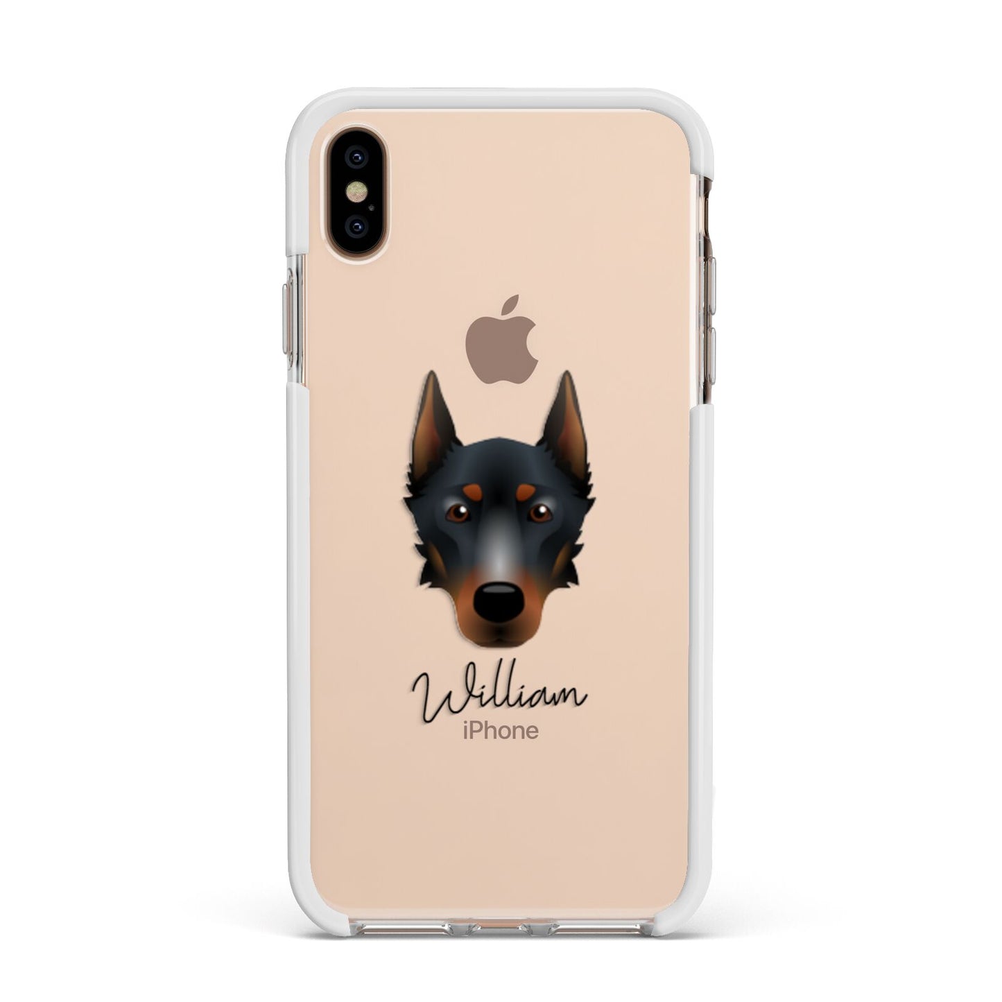 Beauceron Personalised Apple iPhone Xs Max Impact Case White Edge on Gold Phone