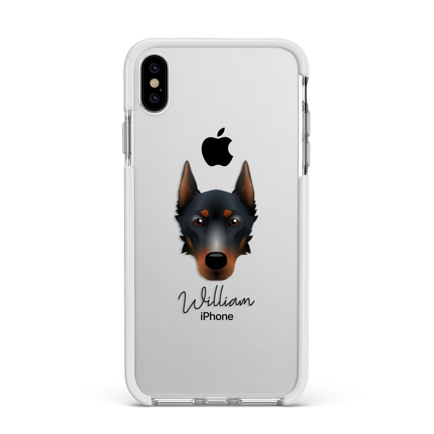 Beauceron Personalised Apple iPhone Xs Max Impact Case White Edge on Silver Phone