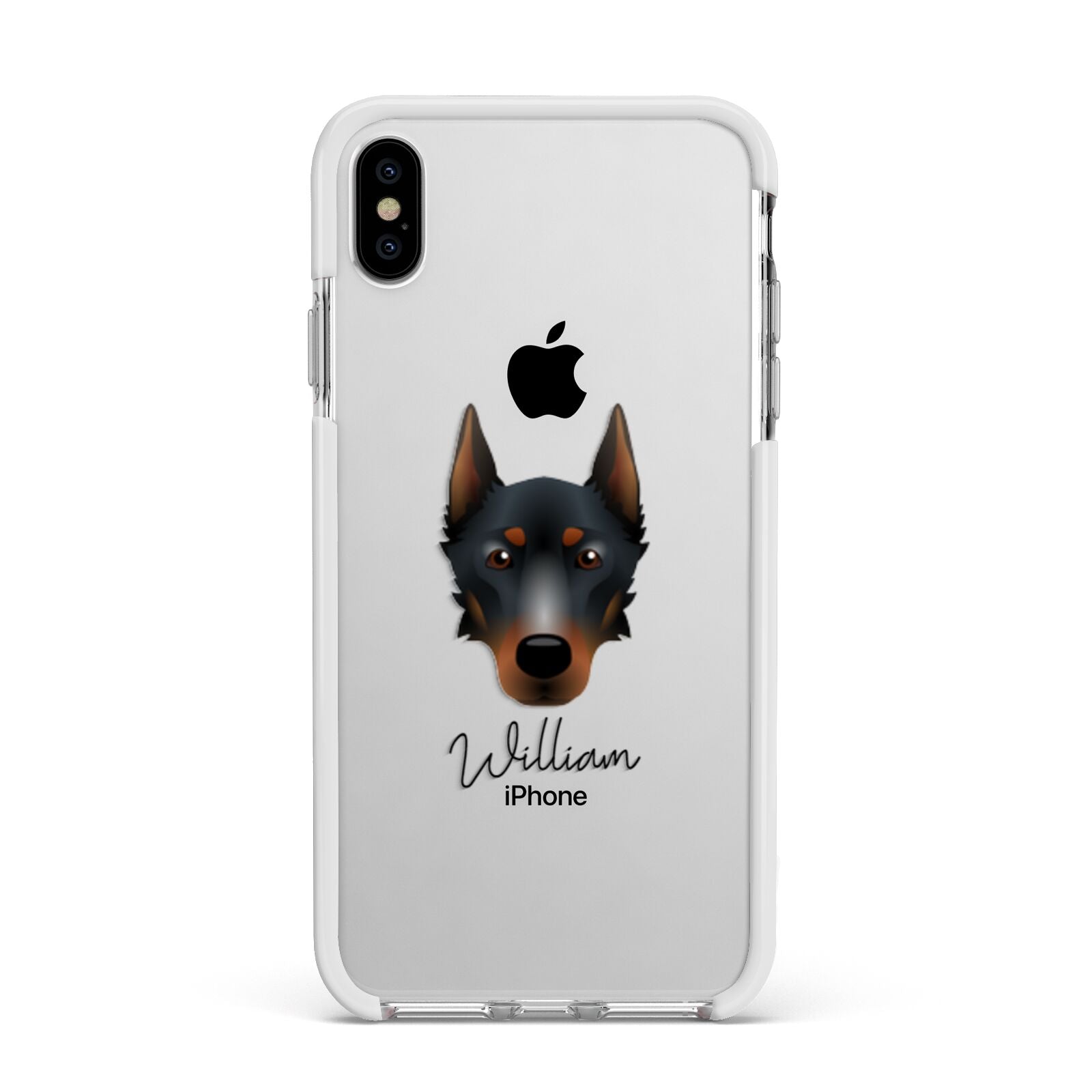 Beauceron Personalised Apple iPhone Xs Max Impact Case White Edge on Silver Phone