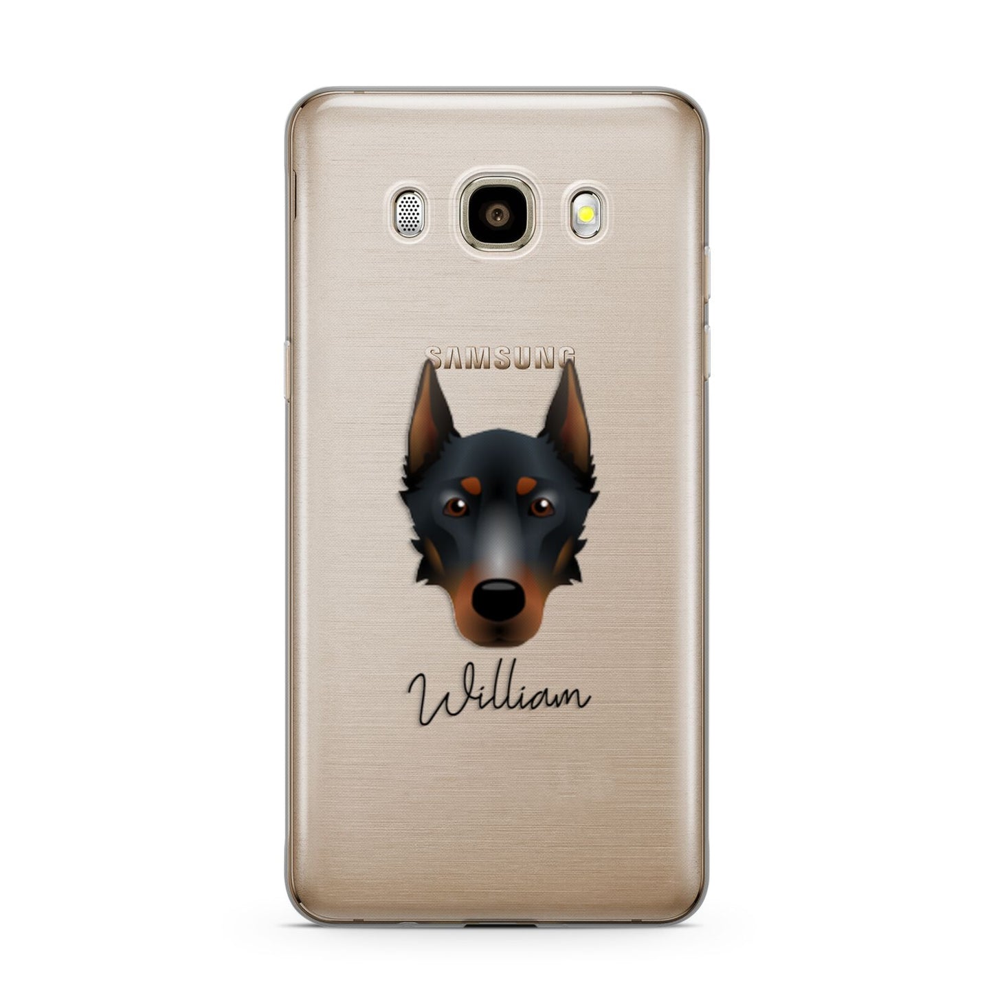 Beauceron Personalised Samsung Galaxy J7 2016 Case on gold phone