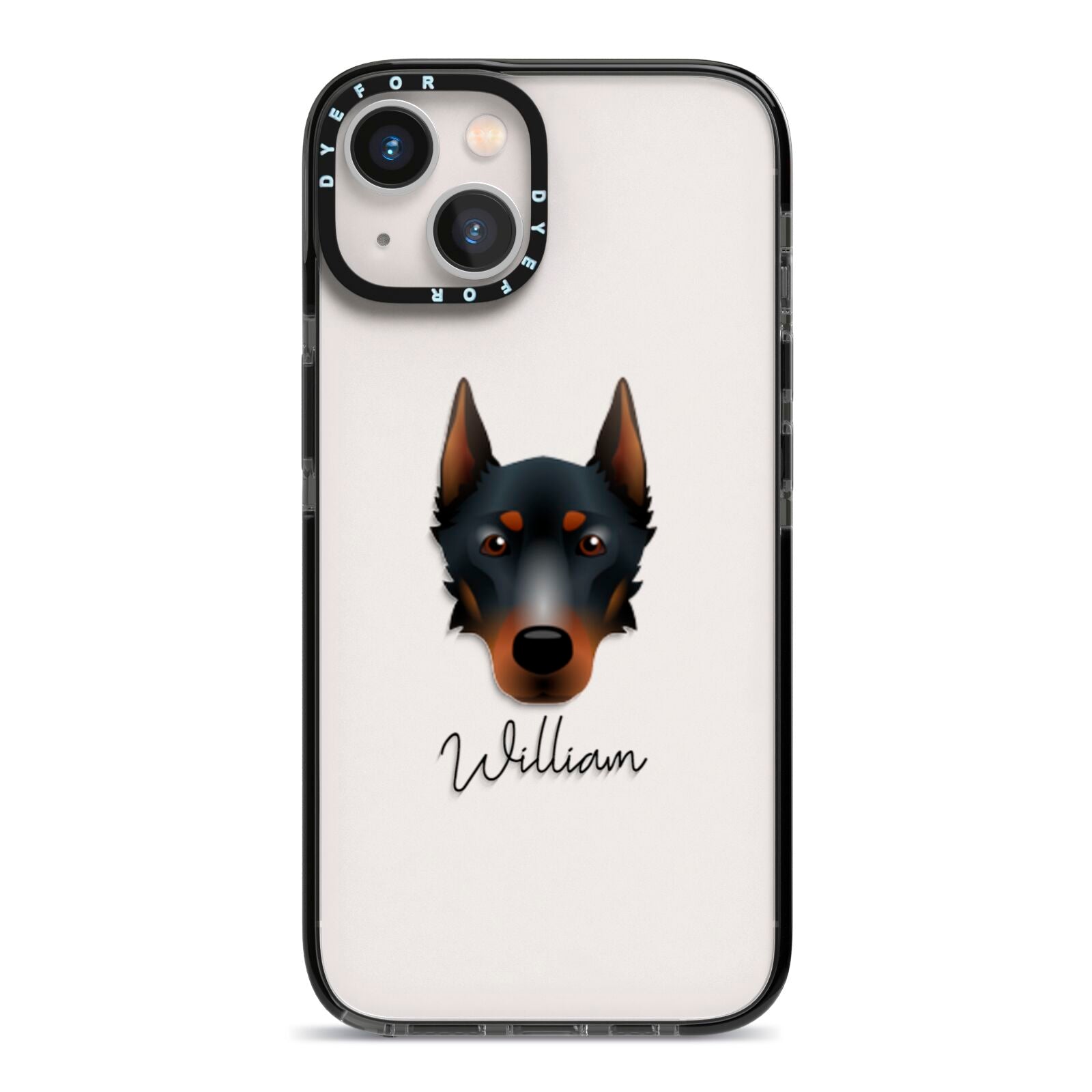 Beauceron Personalised iPhone 13 Black Impact Case on Silver phone