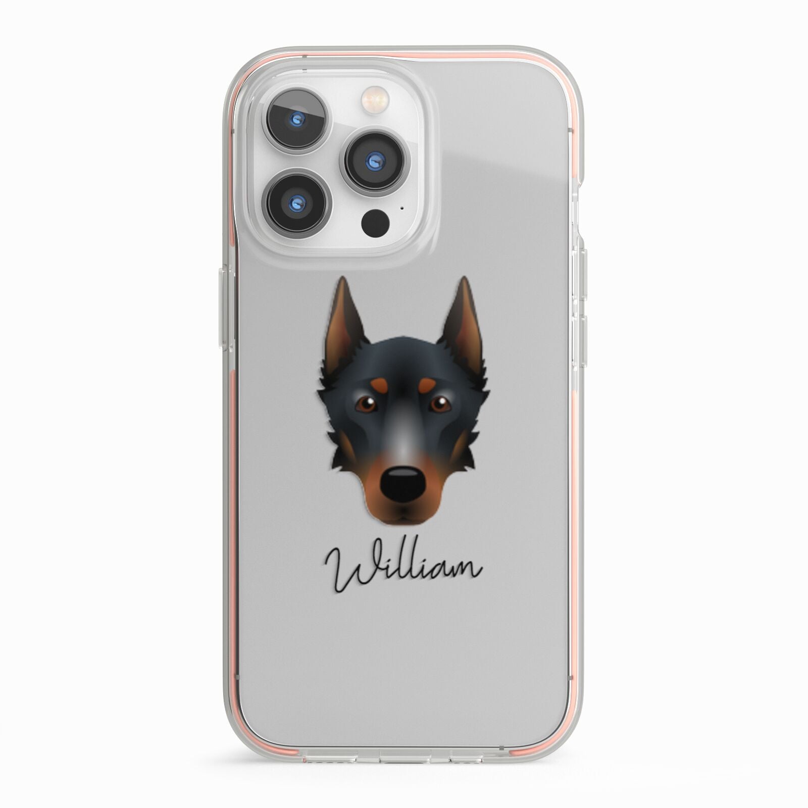 Beauceron Personalised iPhone 13 Pro TPU Impact Case with Pink Edges