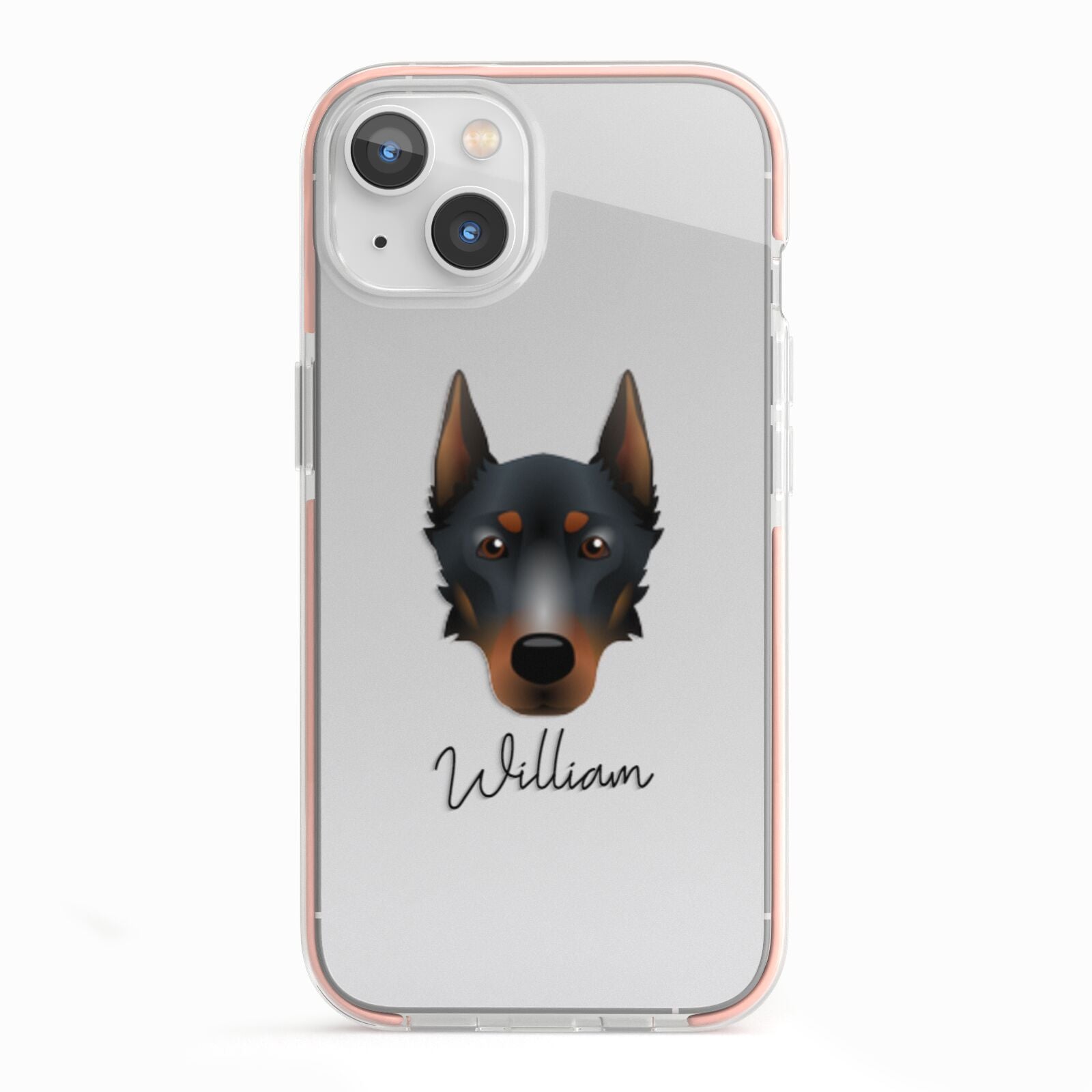 Beauceron Personalised iPhone 13 TPU Impact Case with Pink Edges