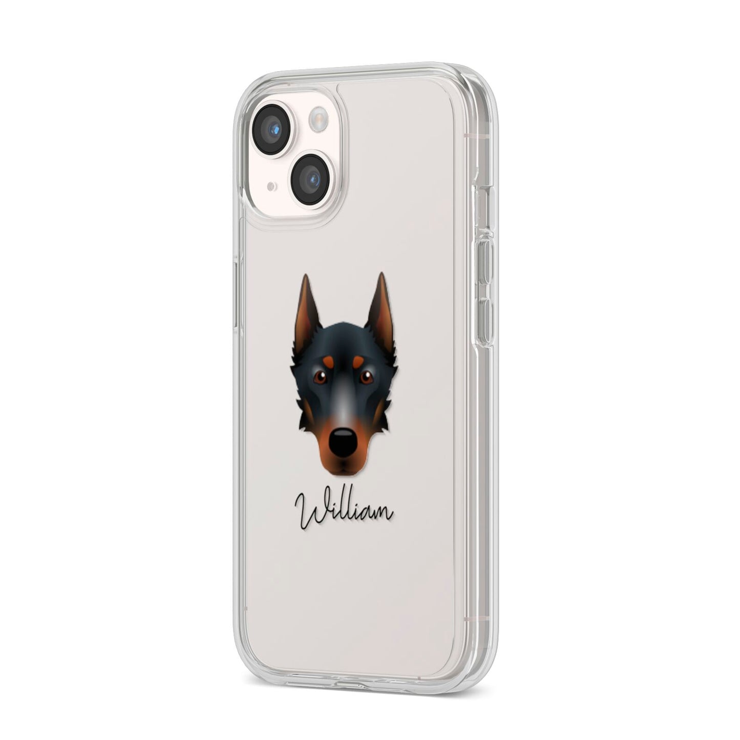 Beauceron Personalised iPhone 14 Clear Tough Case Starlight Angled Image