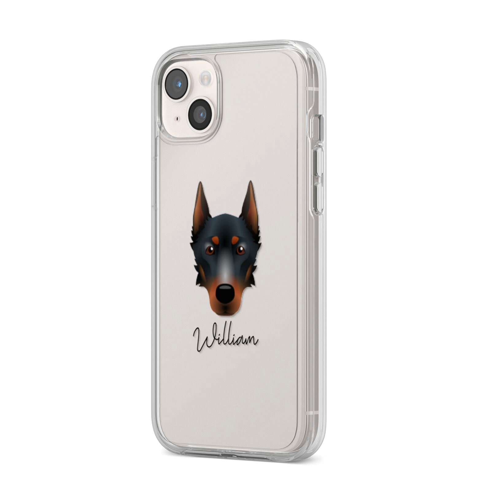 Beauceron Personalised iPhone 14 Plus Clear Tough Case Starlight Angled Image