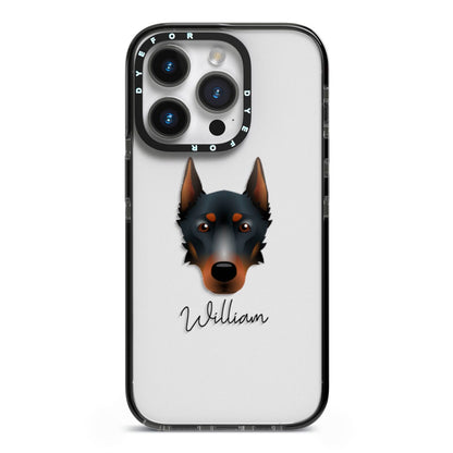 Beauceron Personalised iPhone 14 Pro Black Impact Case on Silver phone