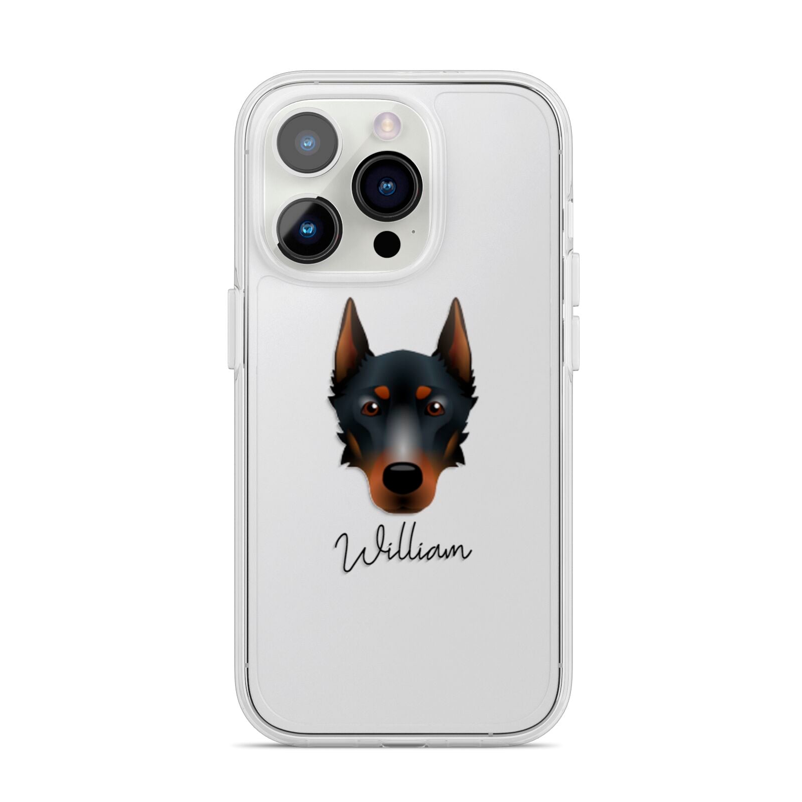 Beauceron Personalised iPhone 14 Pro Clear Tough Case Silver