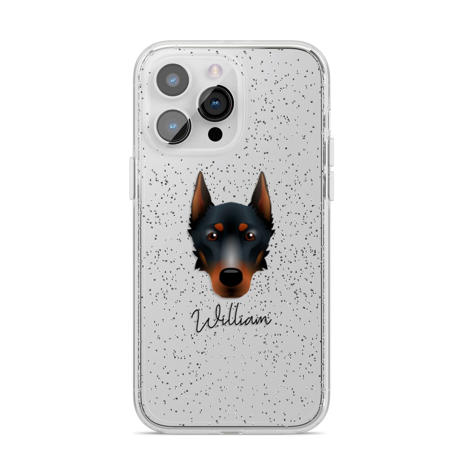 Beauceron Personalised iPhone 14 Pro Max Glitter Tough Case Silver