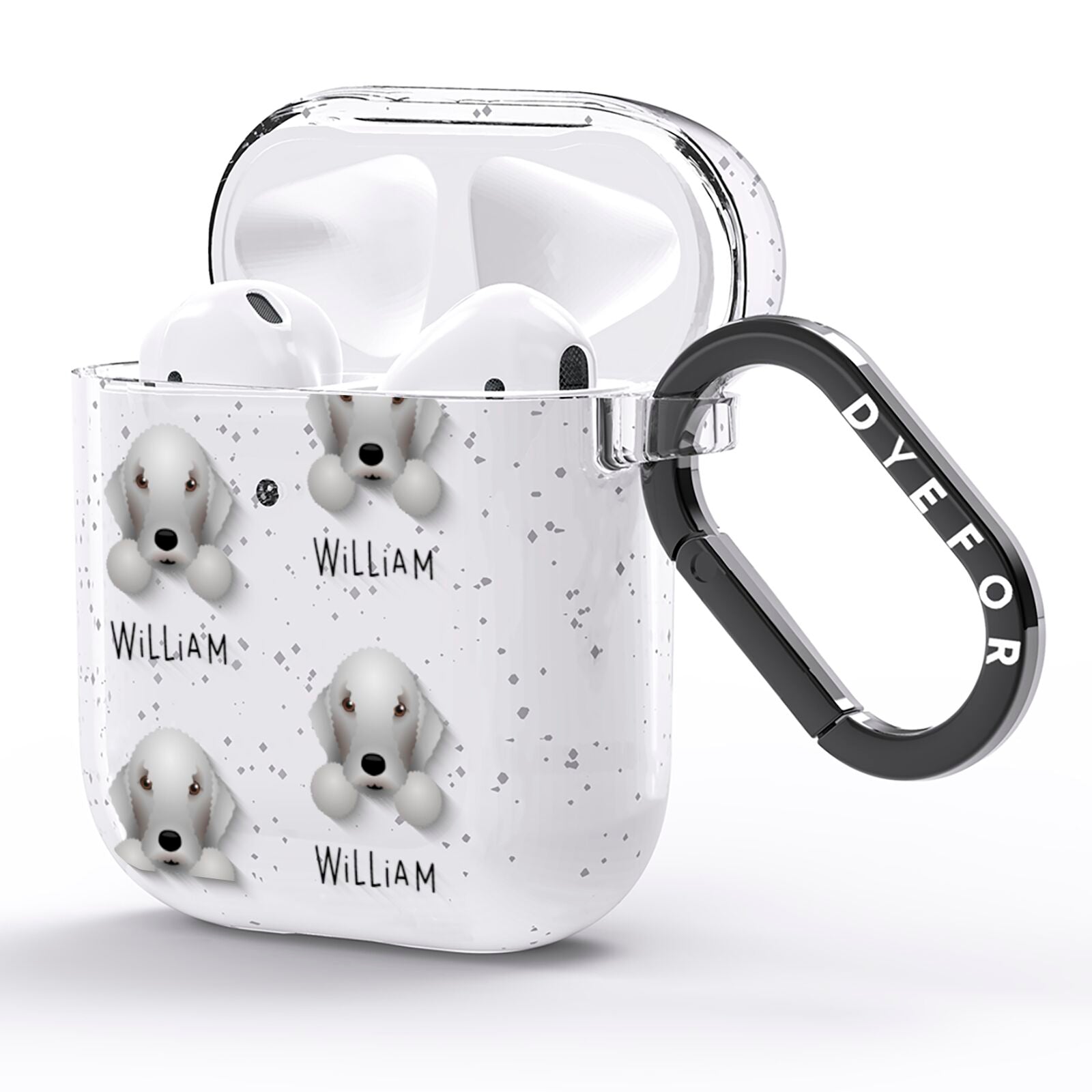 Bedlington Terrier Icon with Name AirPods Glitter Case Side Image