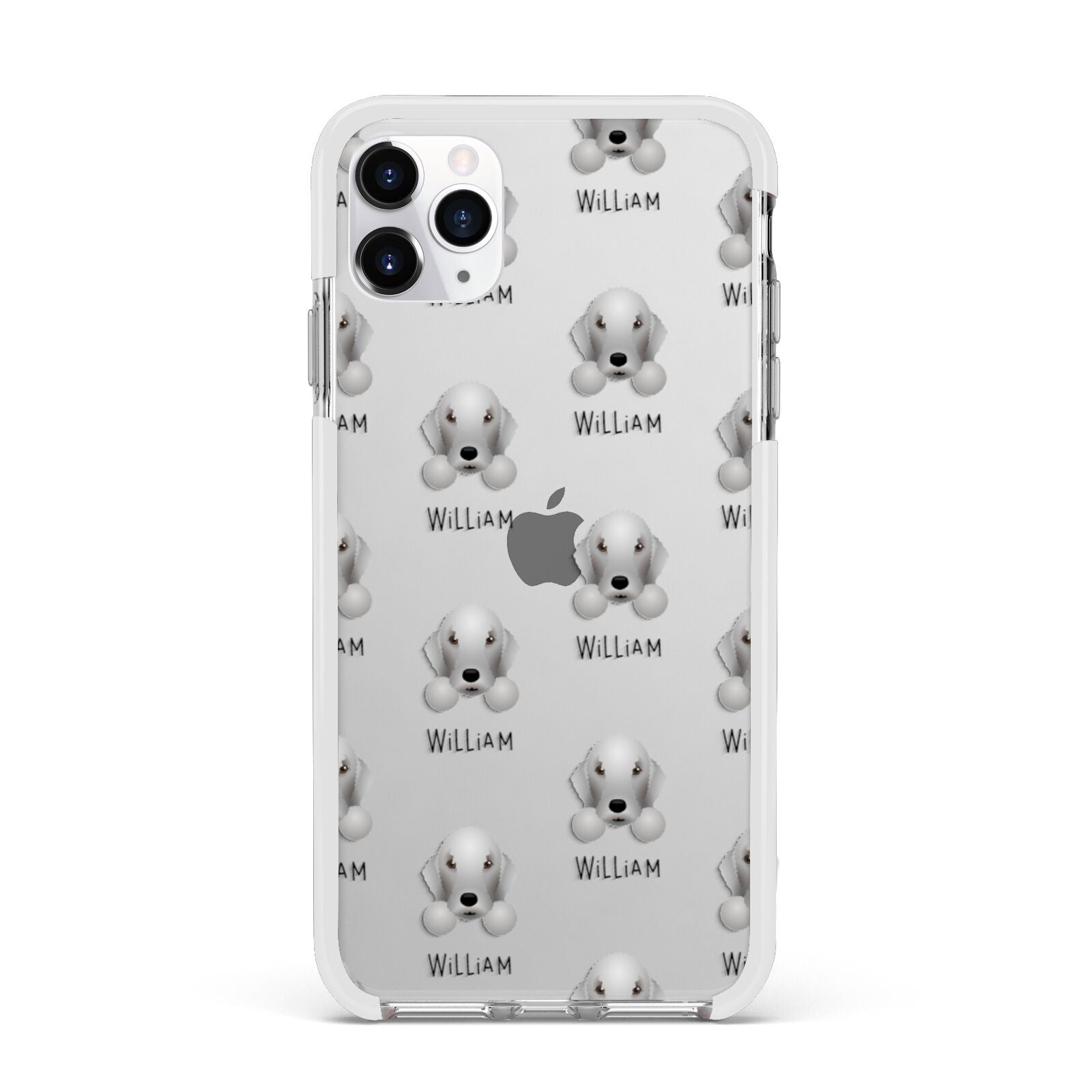 Bedlington Terrier Icon with Name Apple iPhone 11 Pro Max in Silver with White Impact Case