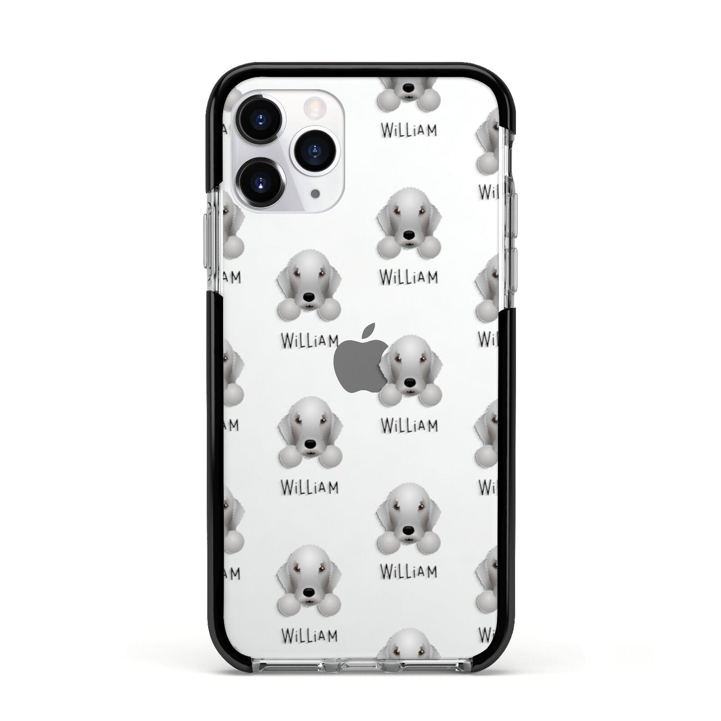 Bedlington Terrier Icon with Name Apple iPhone 11 Pro in Silver with Black Impact Case