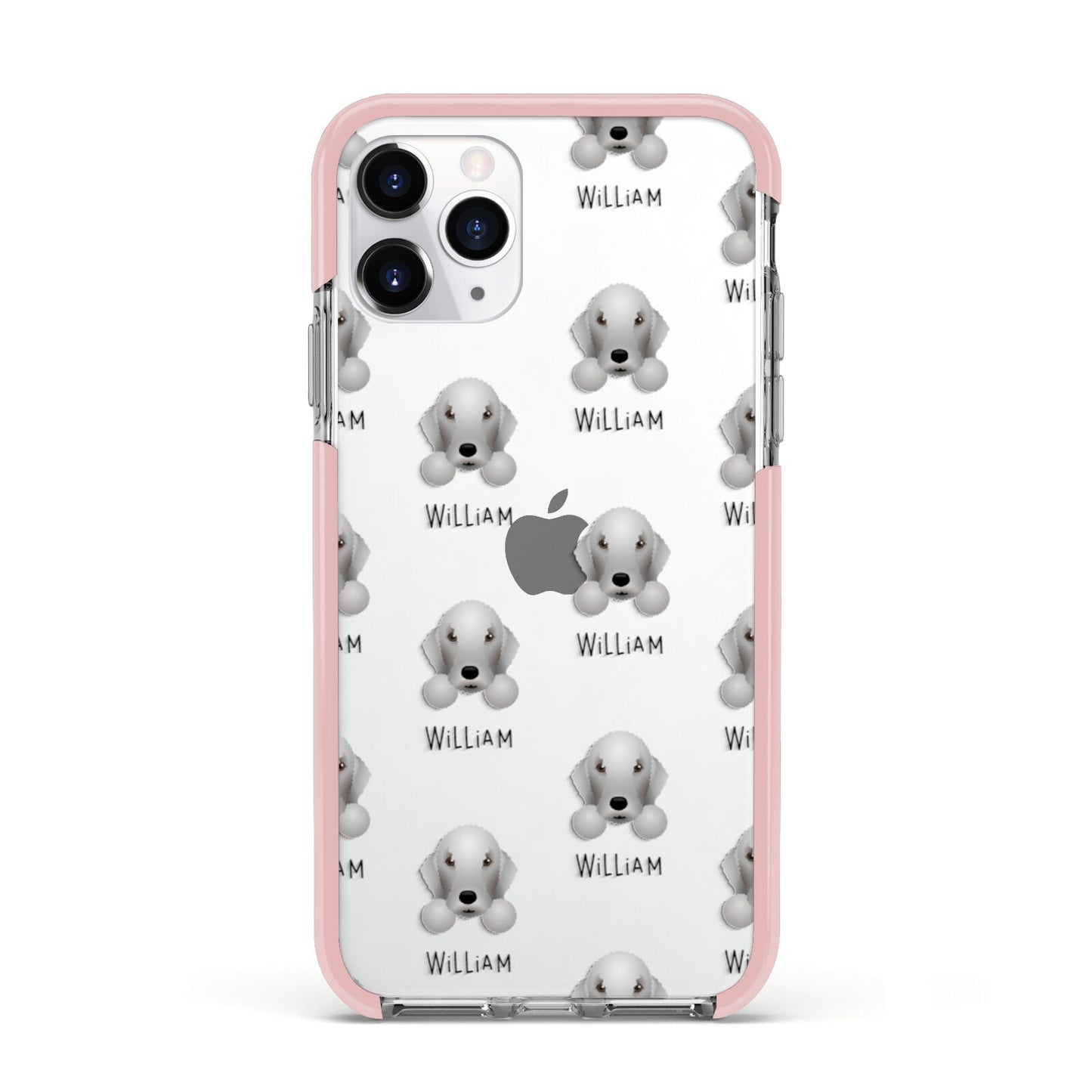 Bedlington Terrier Icon with Name Apple iPhone 11 Pro in Silver with Pink Impact Case
