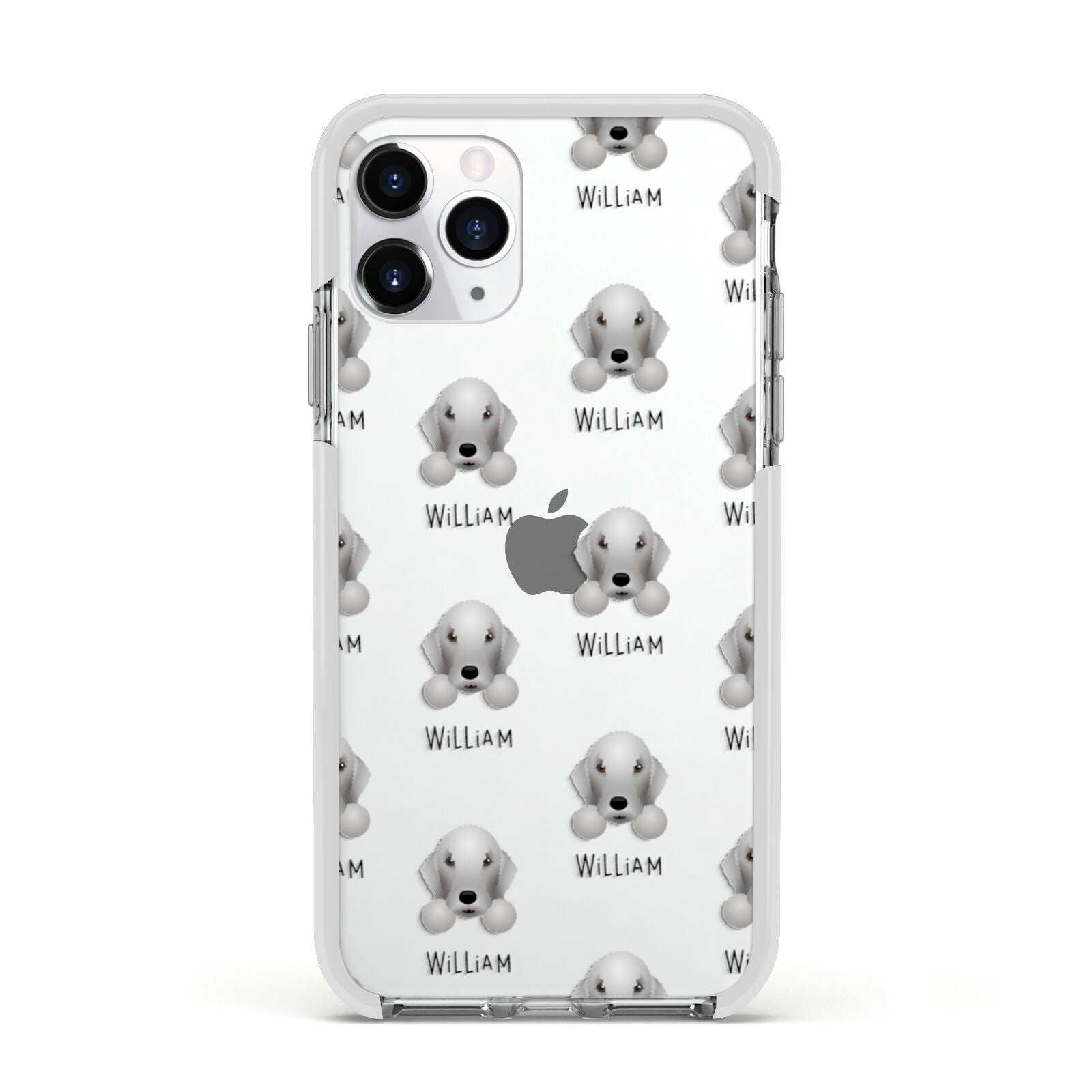 Bedlington Terrier Icon with Name Apple iPhone 11 Pro in Silver with White Impact Case