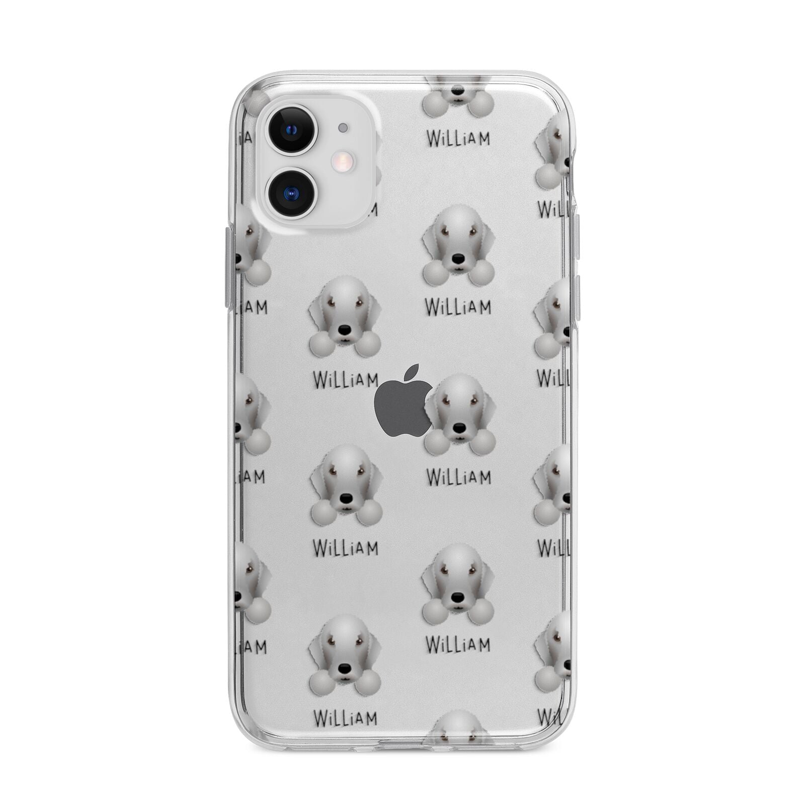 Bedlington Terrier Icon with Name Apple iPhone 11 in White with Bumper Case
