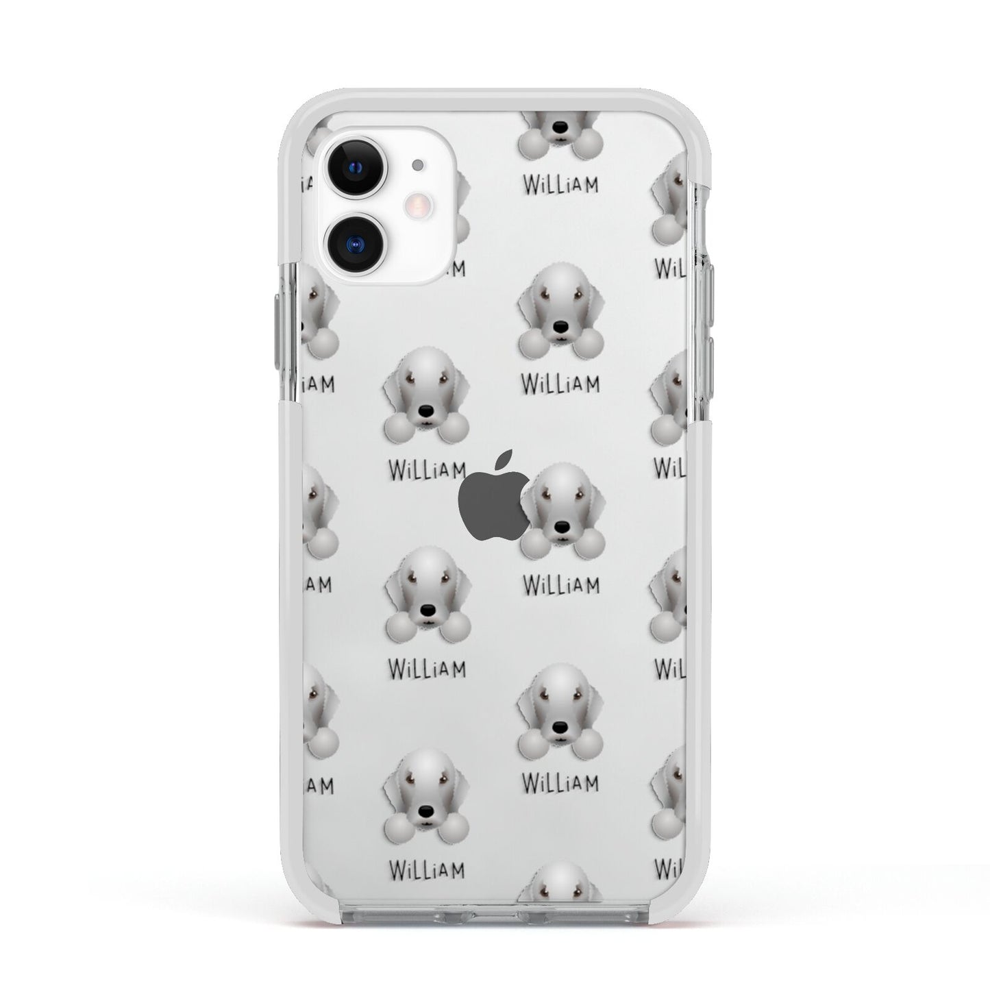 Bedlington Terrier Icon with Name Apple iPhone 11 in White with White Impact Case