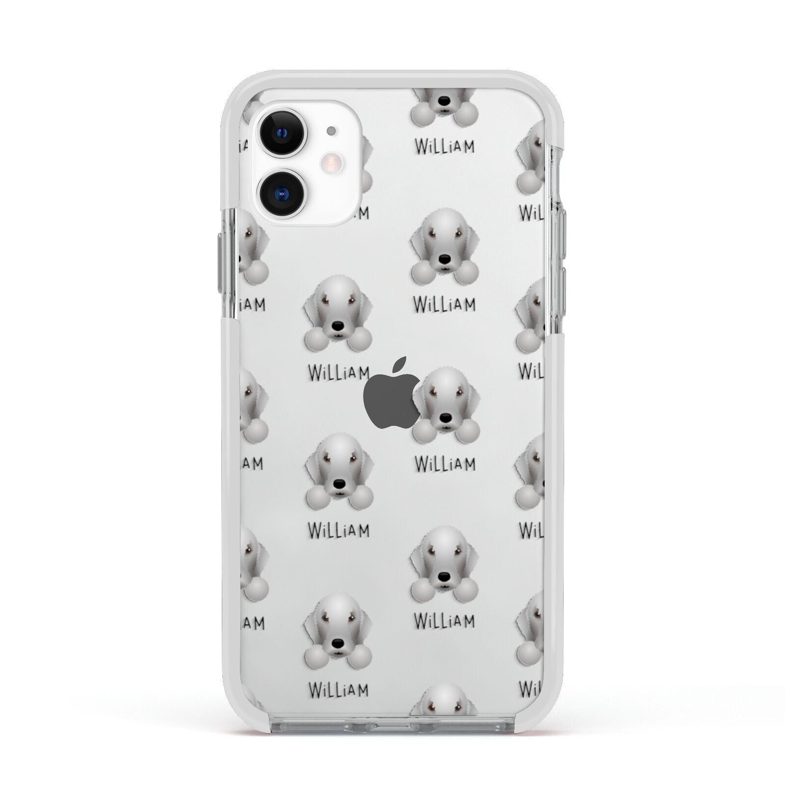 Bedlington Terrier Icon with Name Apple iPhone 11 in White with White Impact Case