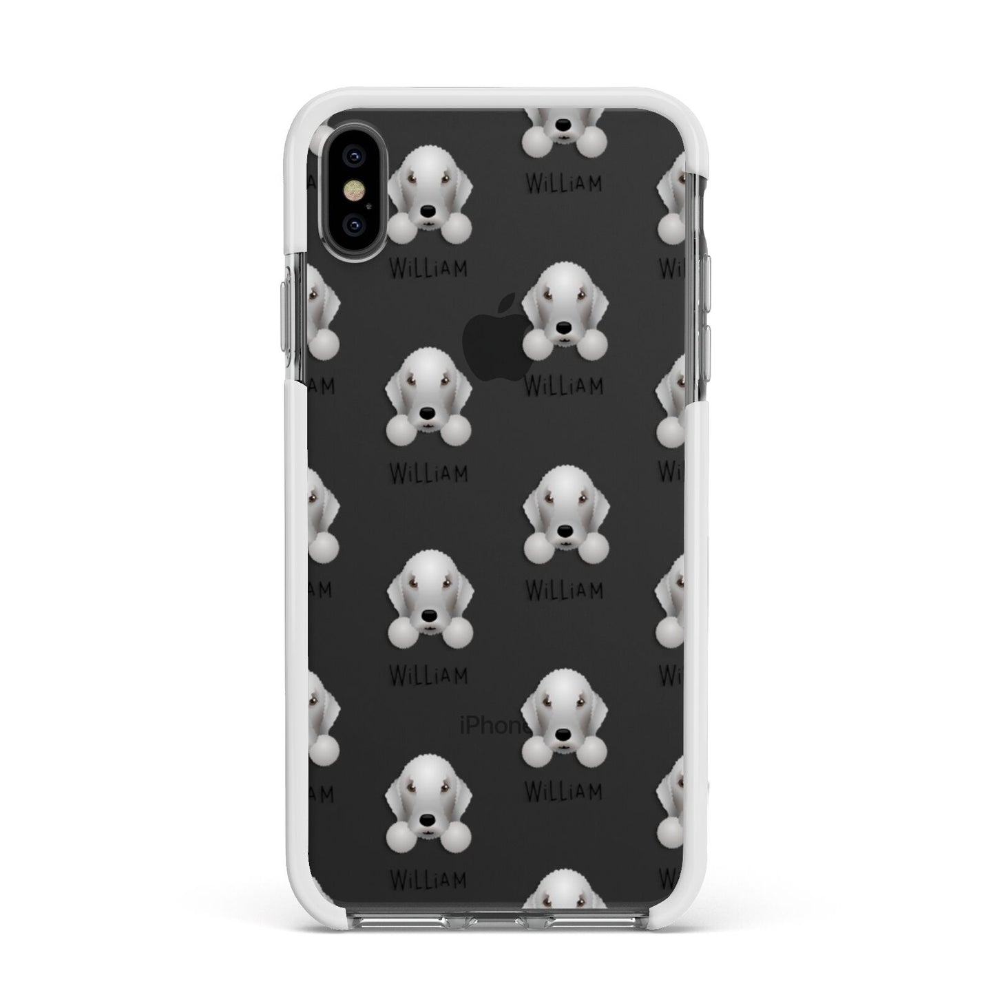 Bedlington Terrier Icon with Name Apple iPhone Xs Max Impact Case White Edge on Black Phone