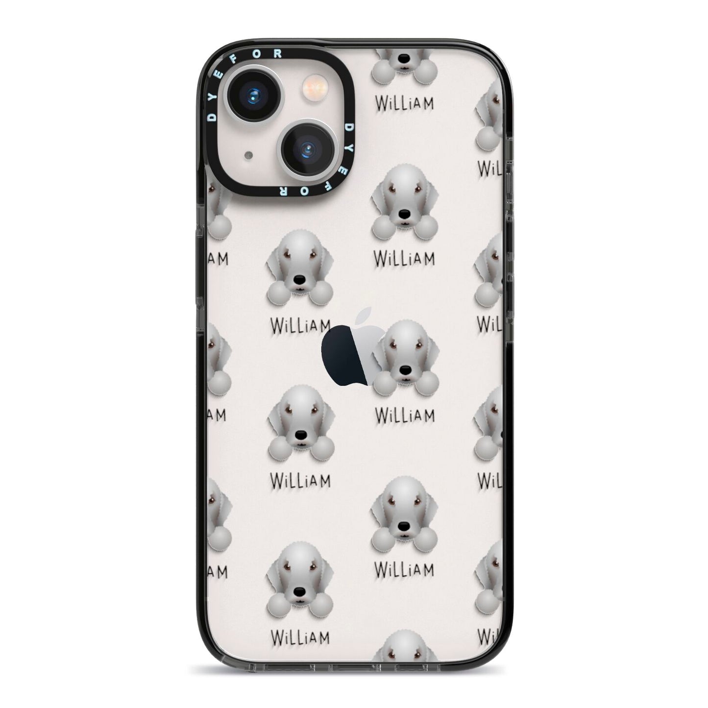 Bedlington Terrier Icon with Name iPhone 13 Black Impact Case on Silver phone
