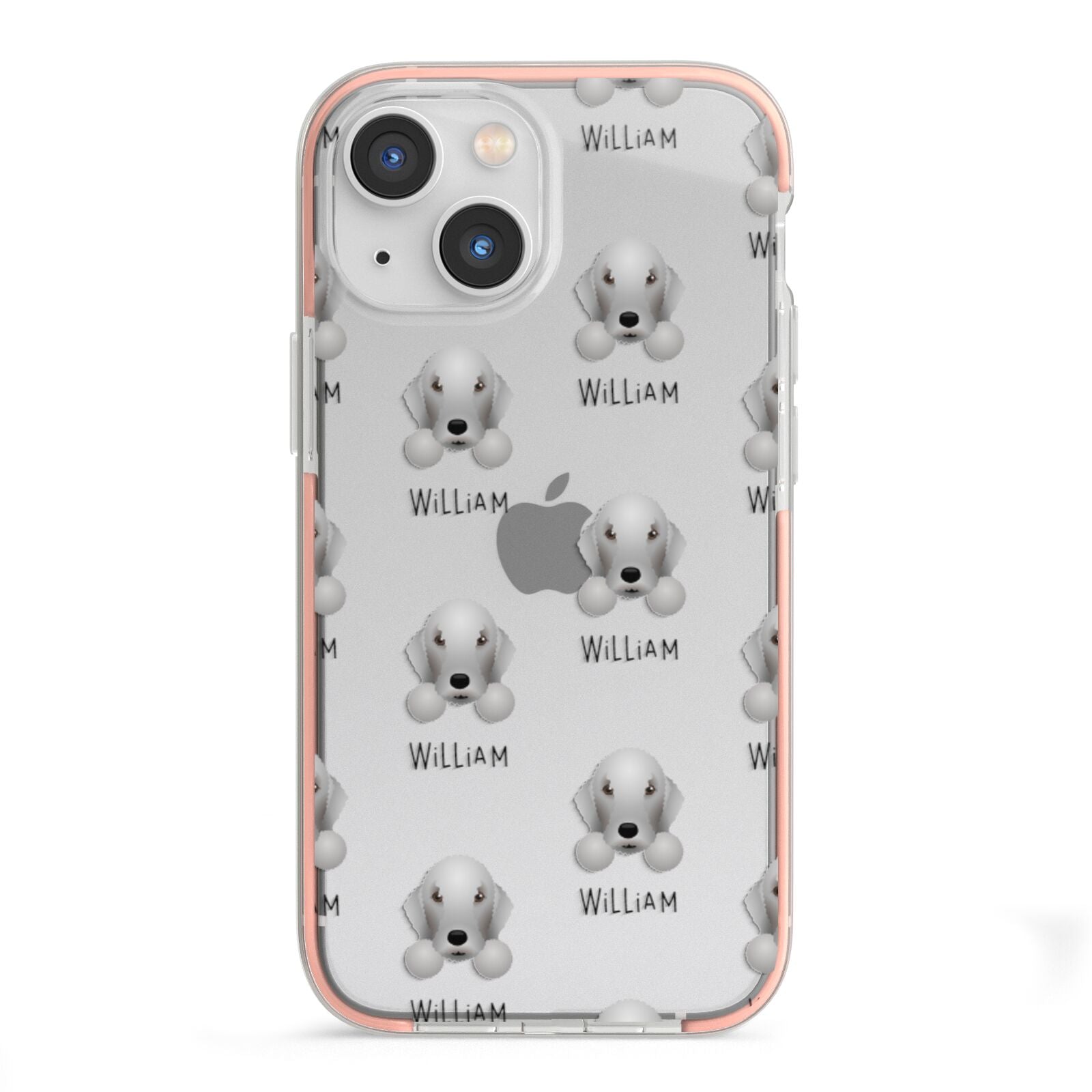 Bedlington Terrier Icon with Name iPhone 13 Mini TPU Impact Case with Pink Edges