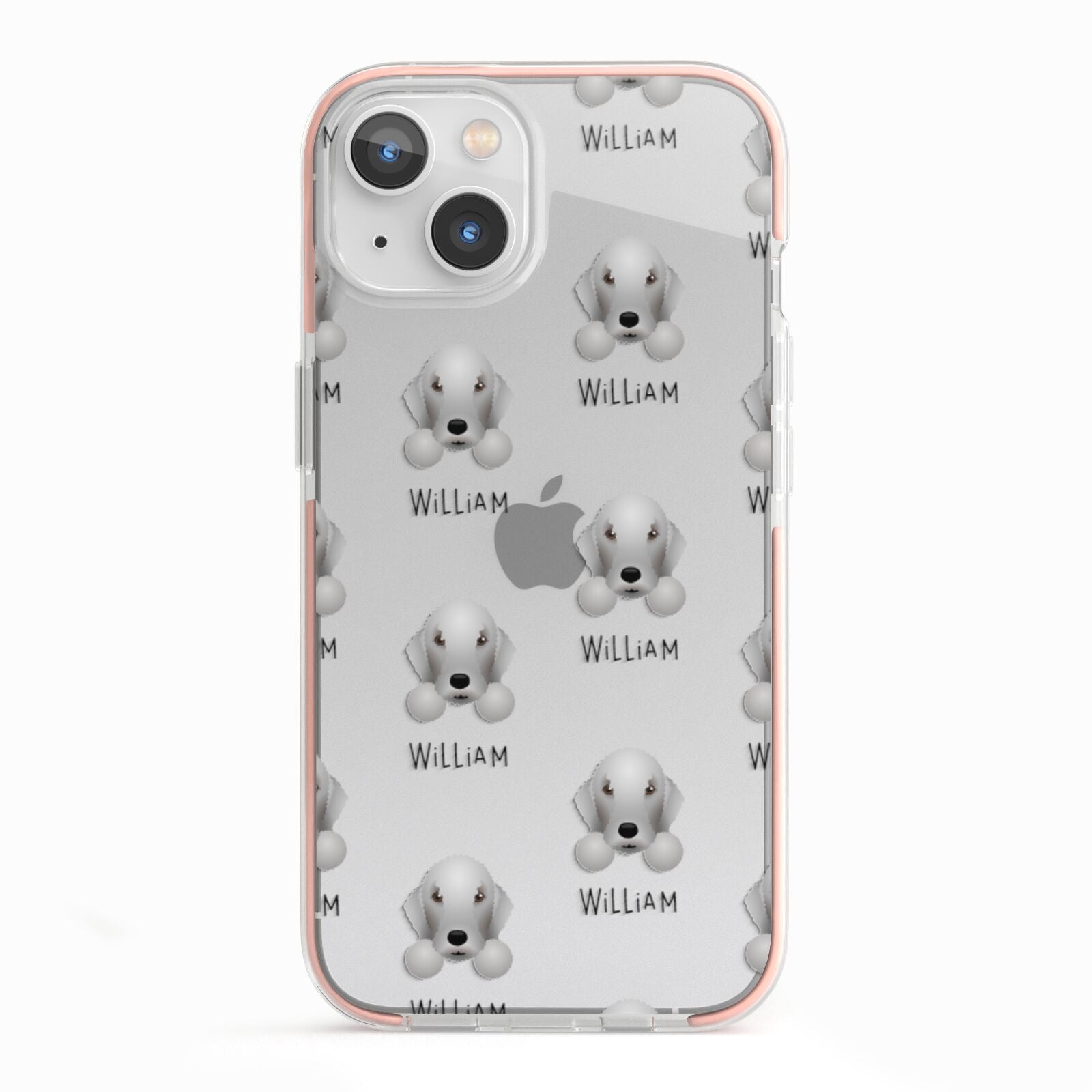 Bedlington Terrier Icon with Name iPhone 13 TPU Impact Case with Pink Edges