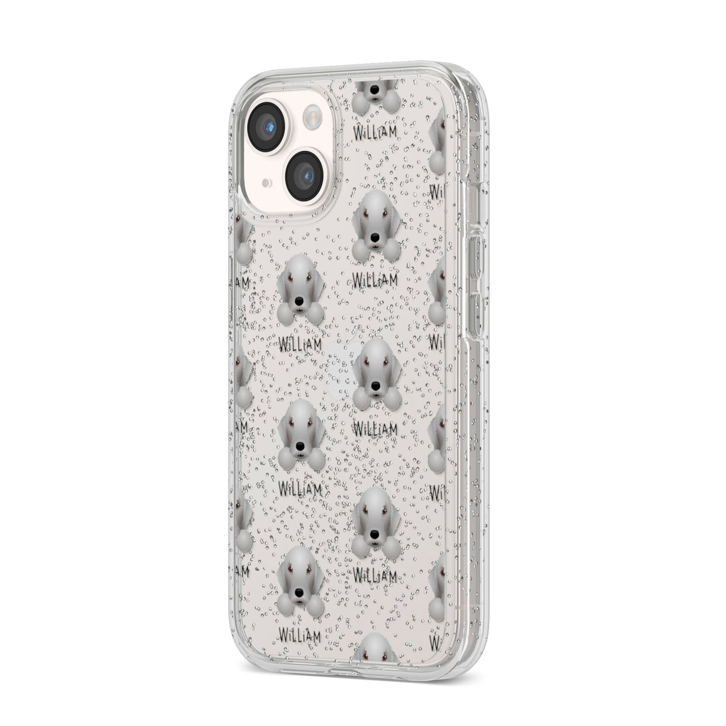 Bedlington Terrier Icon with Name iPhone 14 Glitter Tough Case Starlight Angled Image