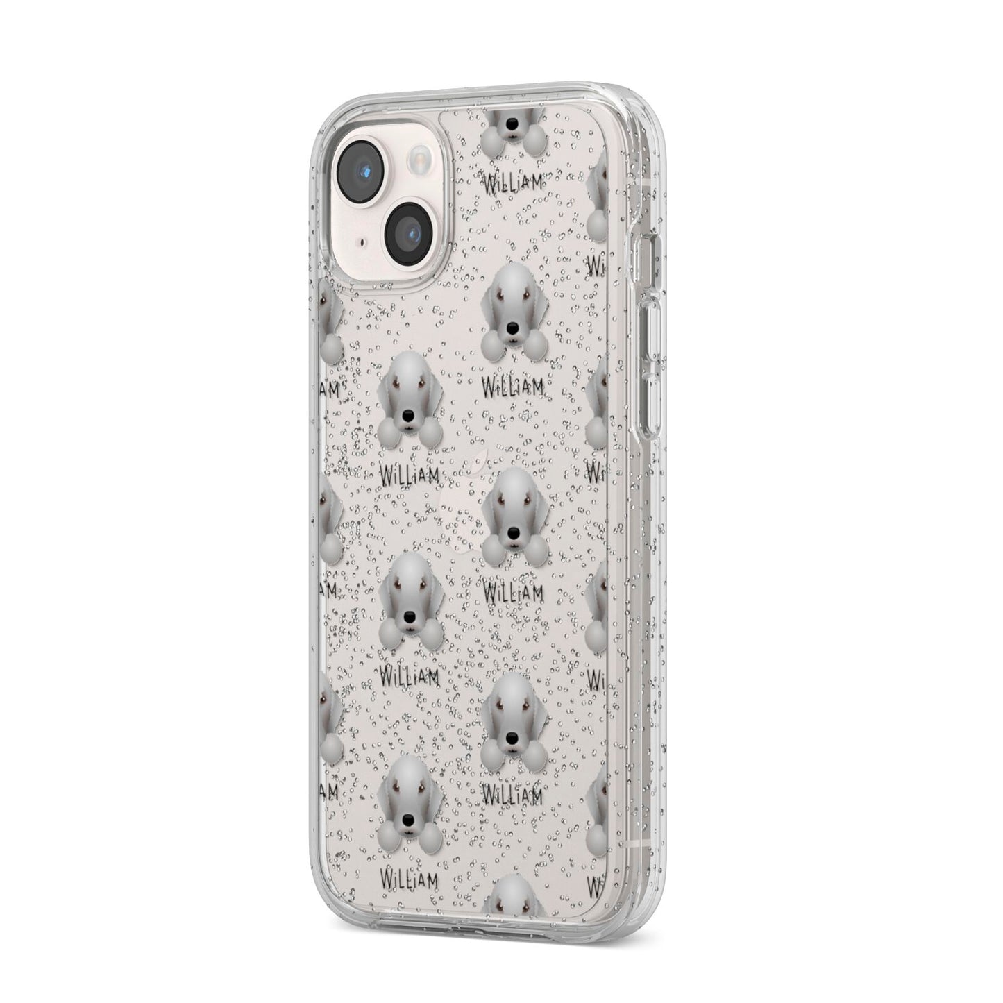 Bedlington Terrier Icon with Name iPhone 14 Plus Glitter Tough Case Starlight Angled Image