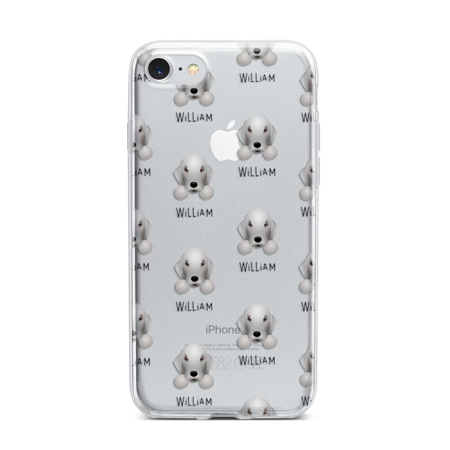 Bedlington Terrier Icon with Name iPhone 7 Bumper Case on Silver iPhone