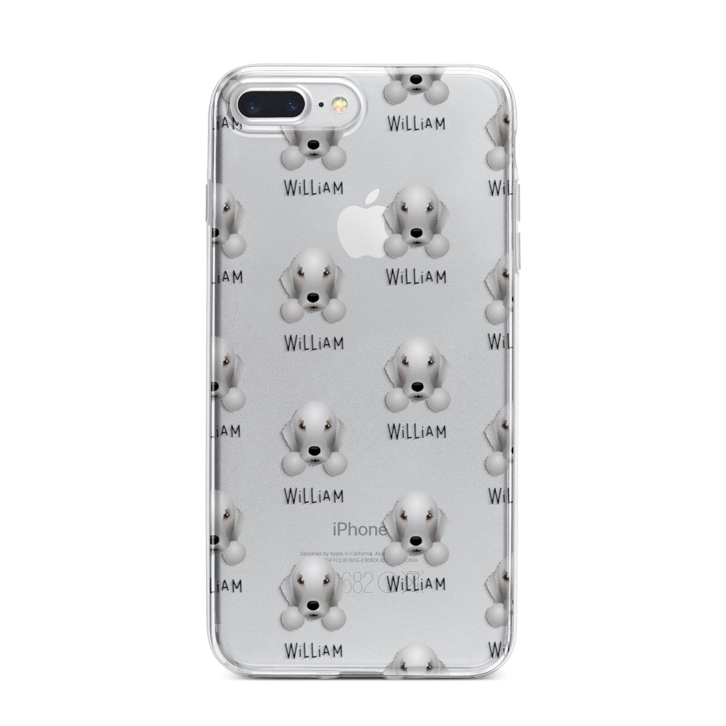 Bedlington Terrier Icon with Name iPhone 7 Plus Bumper Case on Silver iPhone