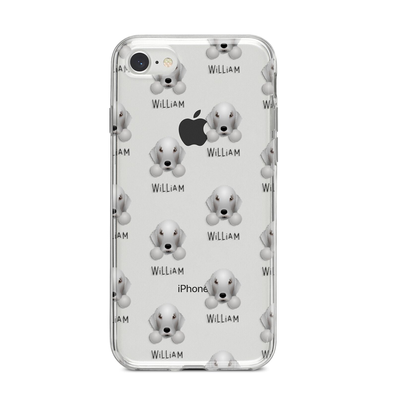 Bedlington Terrier Icon with Name iPhone 8 Bumper Case on Silver iPhone