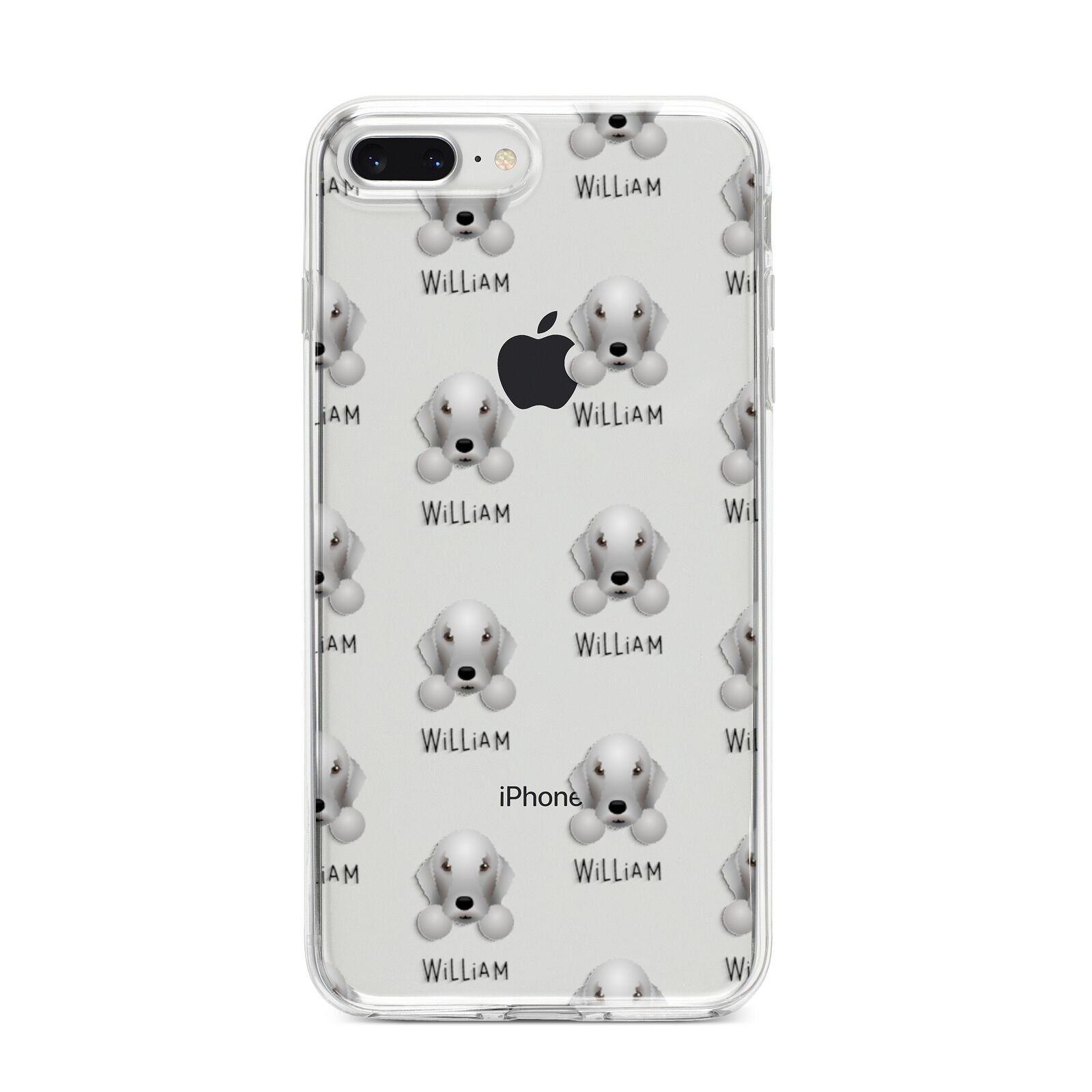 Bedlington Terrier Icon with Name iPhone 8 Plus Bumper Case on Silver iPhone