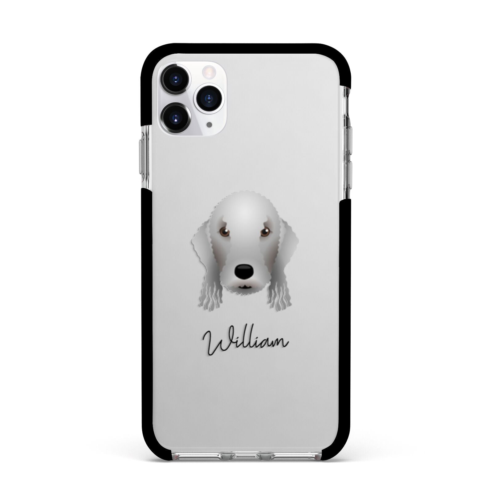 Bedlington Terrier Personalised Apple iPhone 11 Pro Max in Silver with Black Impact Case