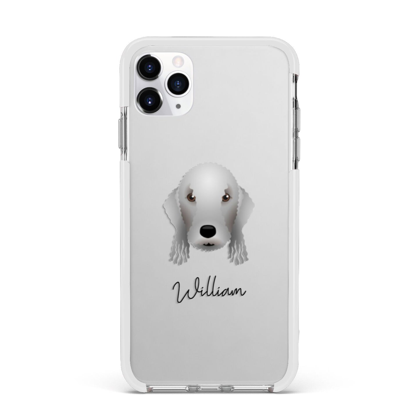 Bedlington Terrier Personalised Apple iPhone 11 Pro Max in Silver with White Impact Case