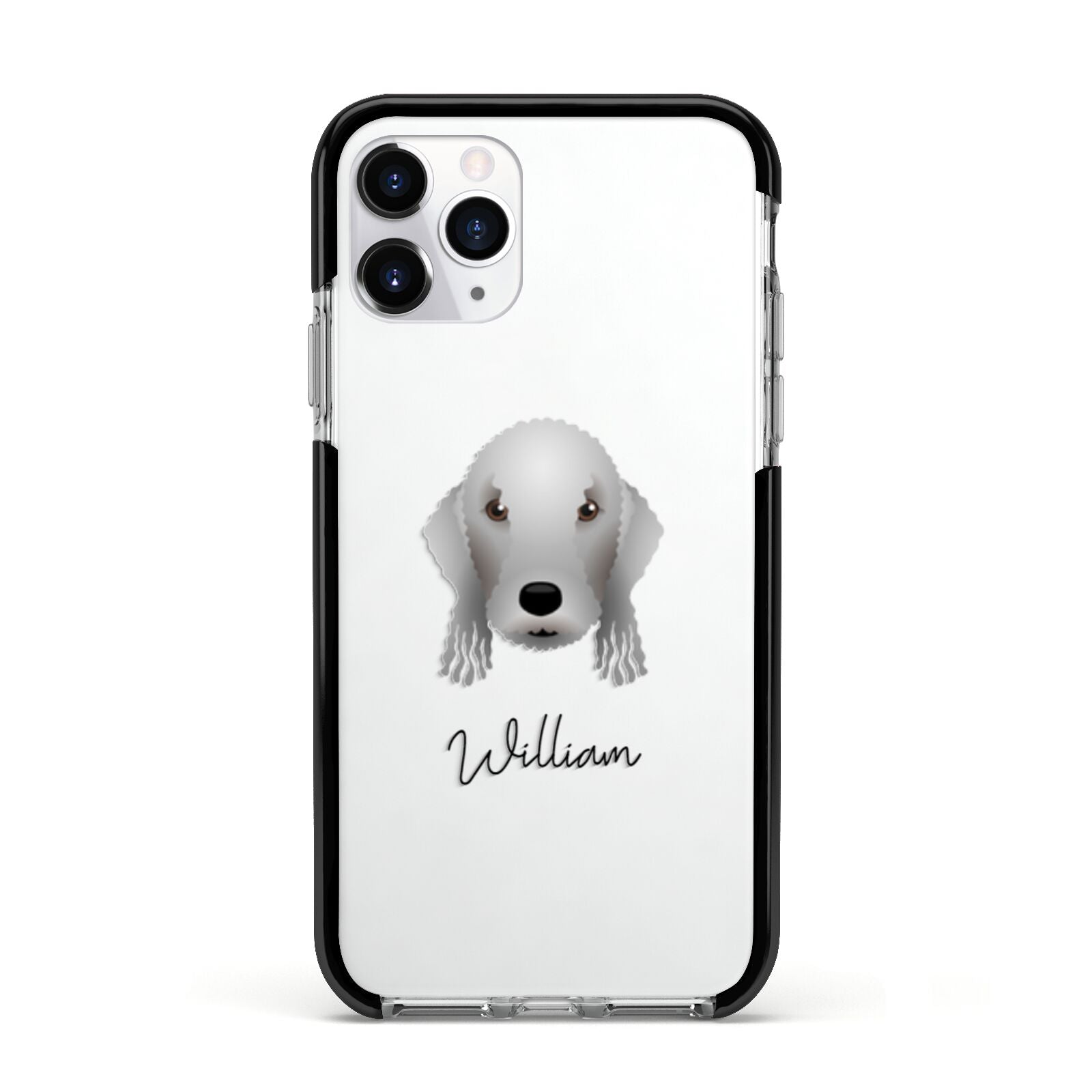 Bedlington Terrier Personalised Apple iPhone 11 Pro in Silver with Black Impact Case