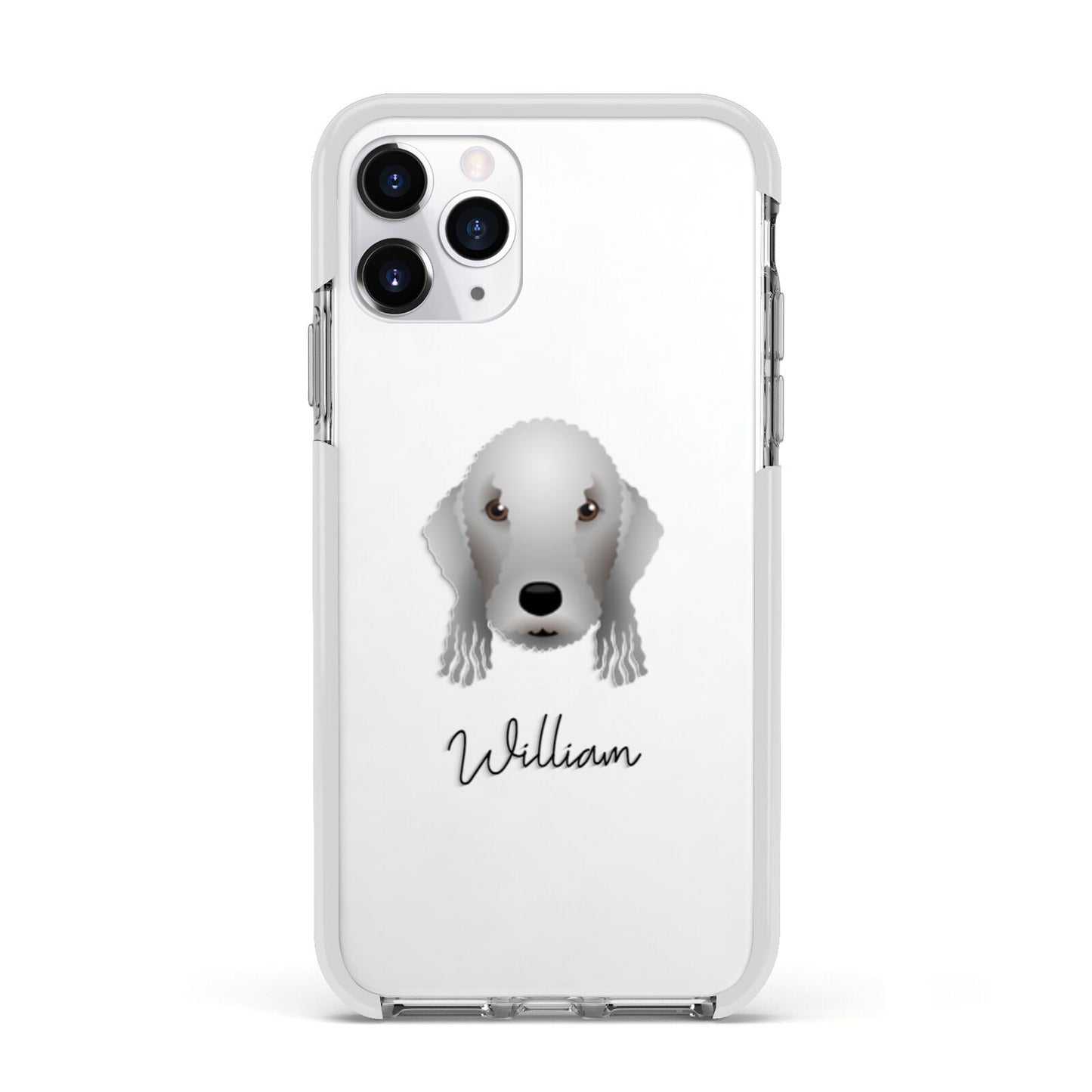 Bedlington Terrier Personalised Apple iPhone 11 Pro in Silver with White Impact Case
