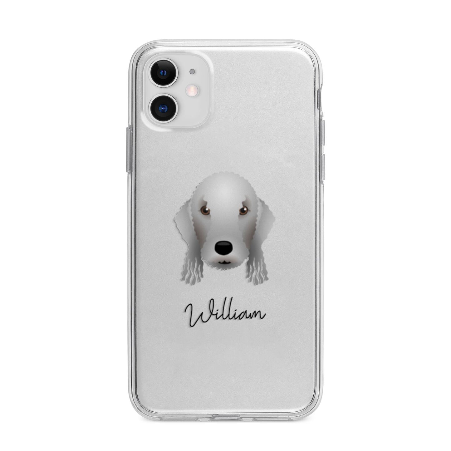 Bedlington Terrier Personalised Apple iPhone 11 in White with Bumper Case