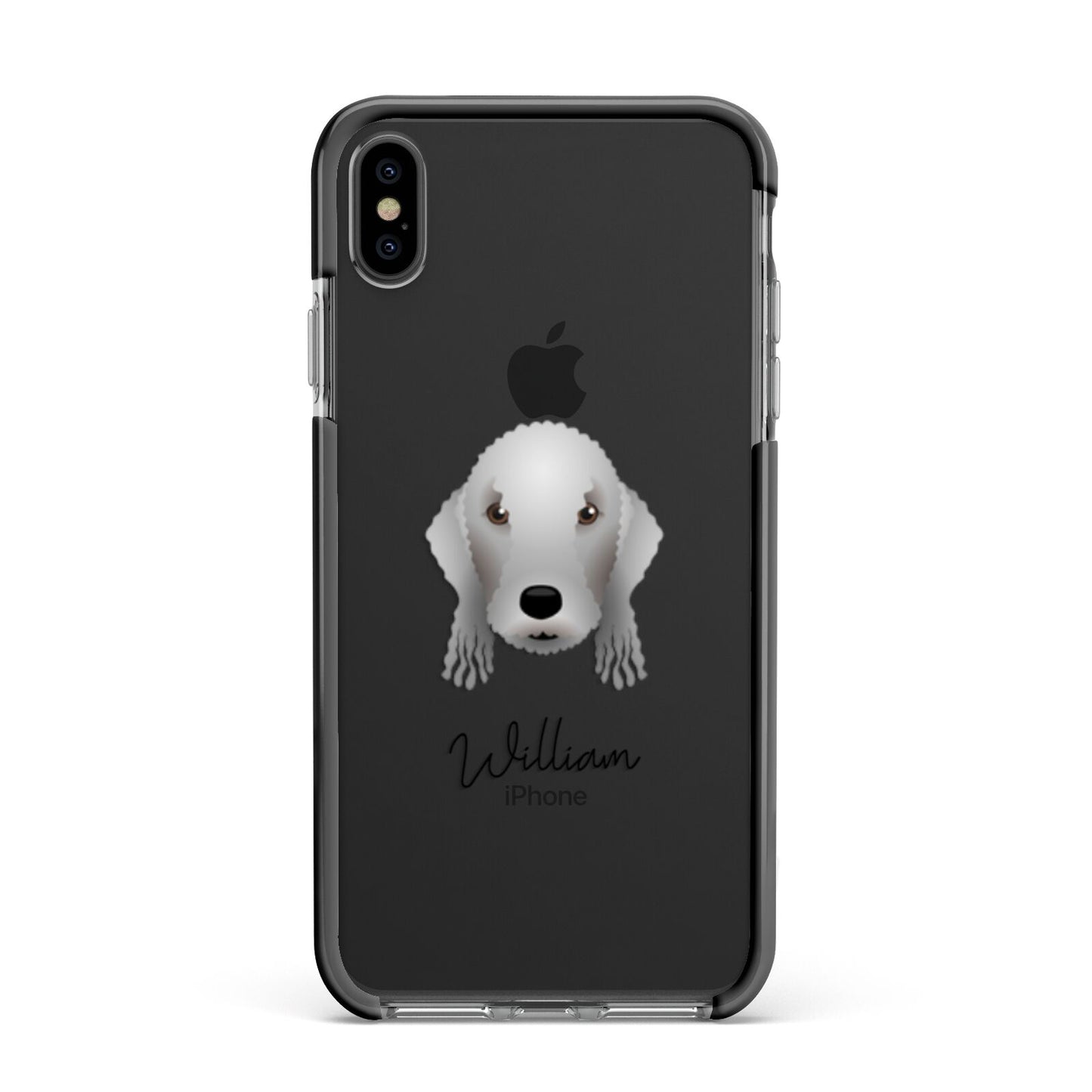 Bedlington Terrier Personalised Apple iPhone Xs Max Impact Case Black Edge on Black Phone