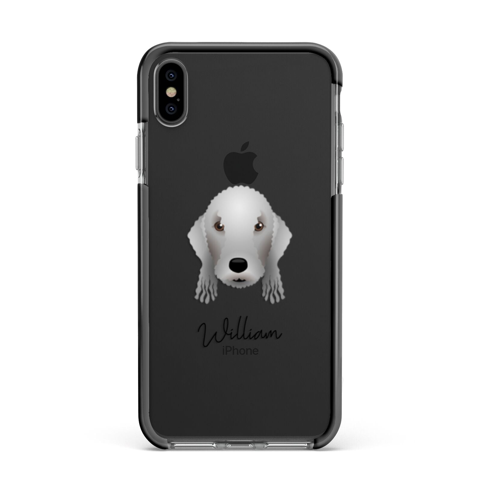Bedlington Terrier Personalised Apple iPhone Xs Max Impact Case Black Edge on Black Phone